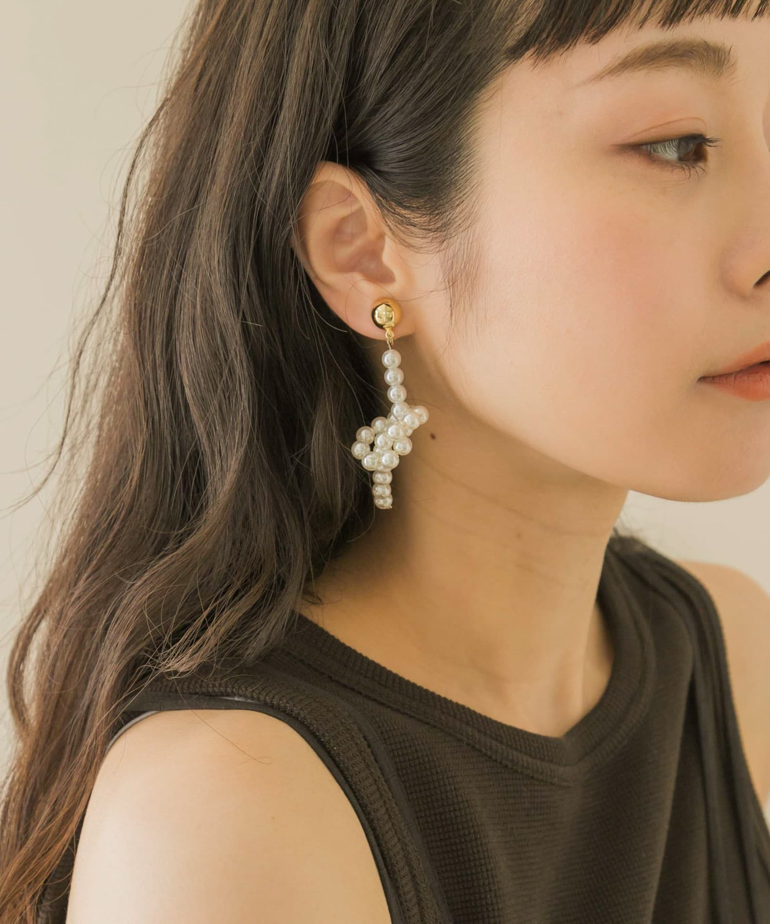 ノットロングパールイヤリング IVO -