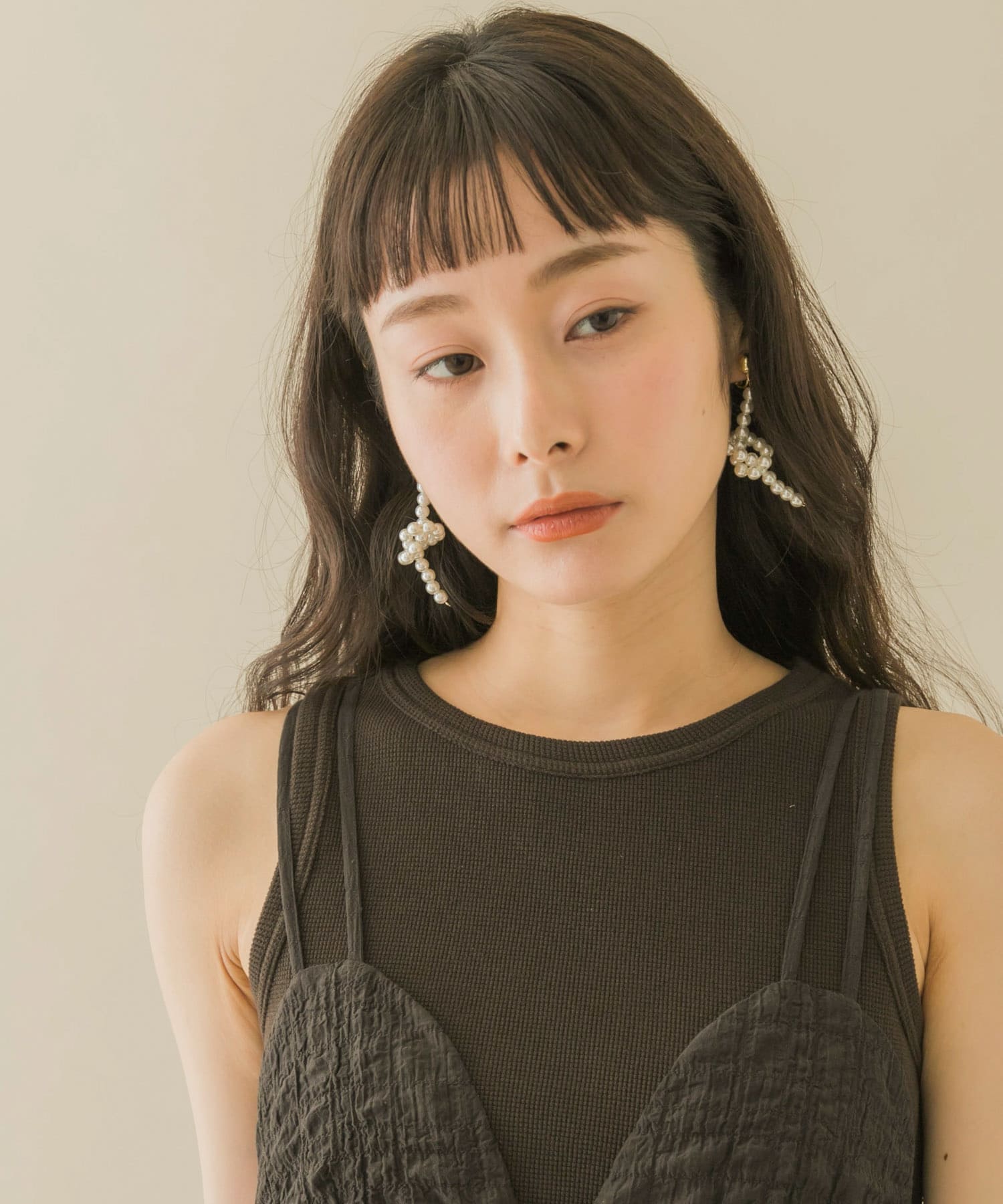 ノットロングパールイヤリング IVO -