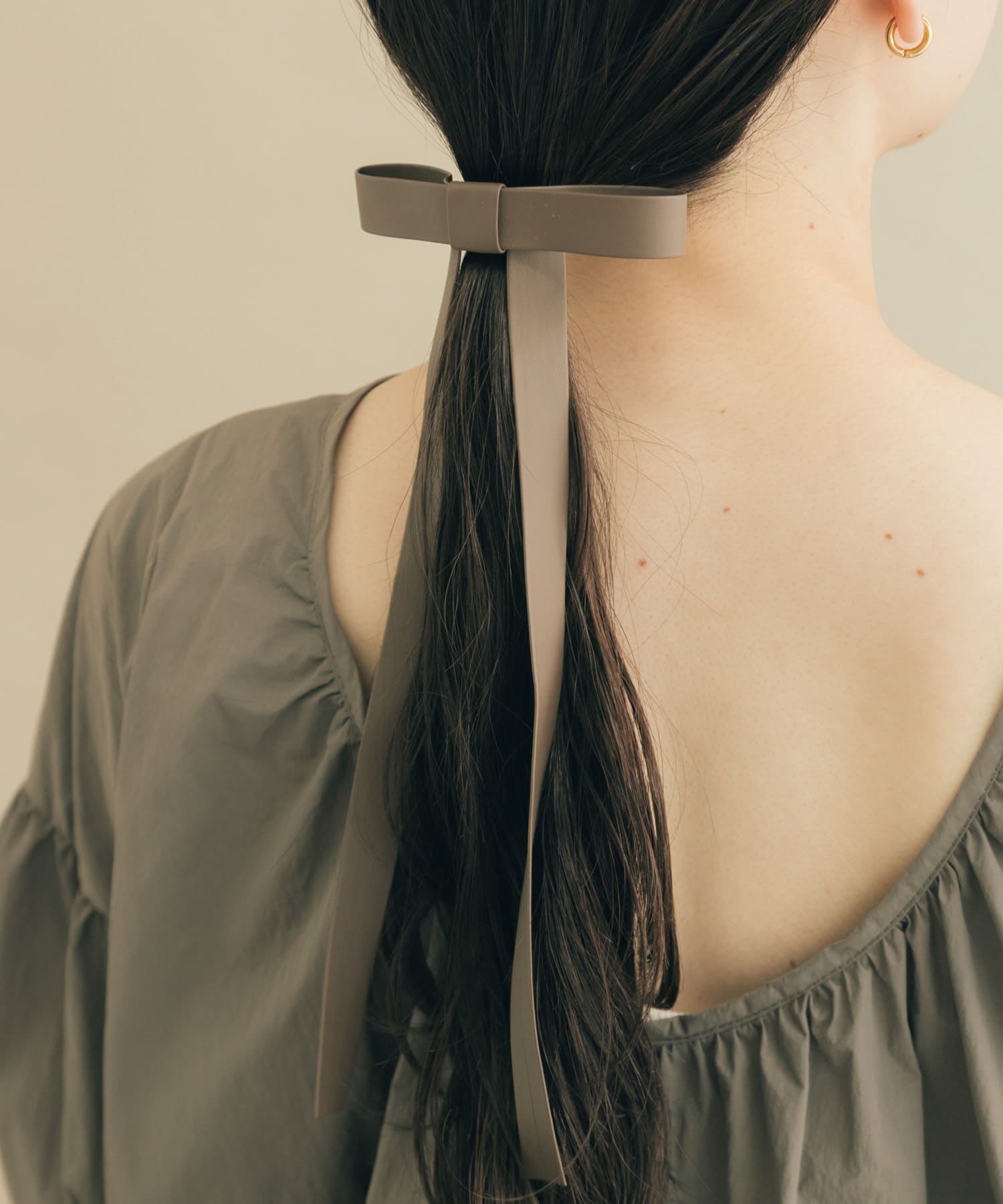 フェイクレザーリボンヘアカフセット BRN -