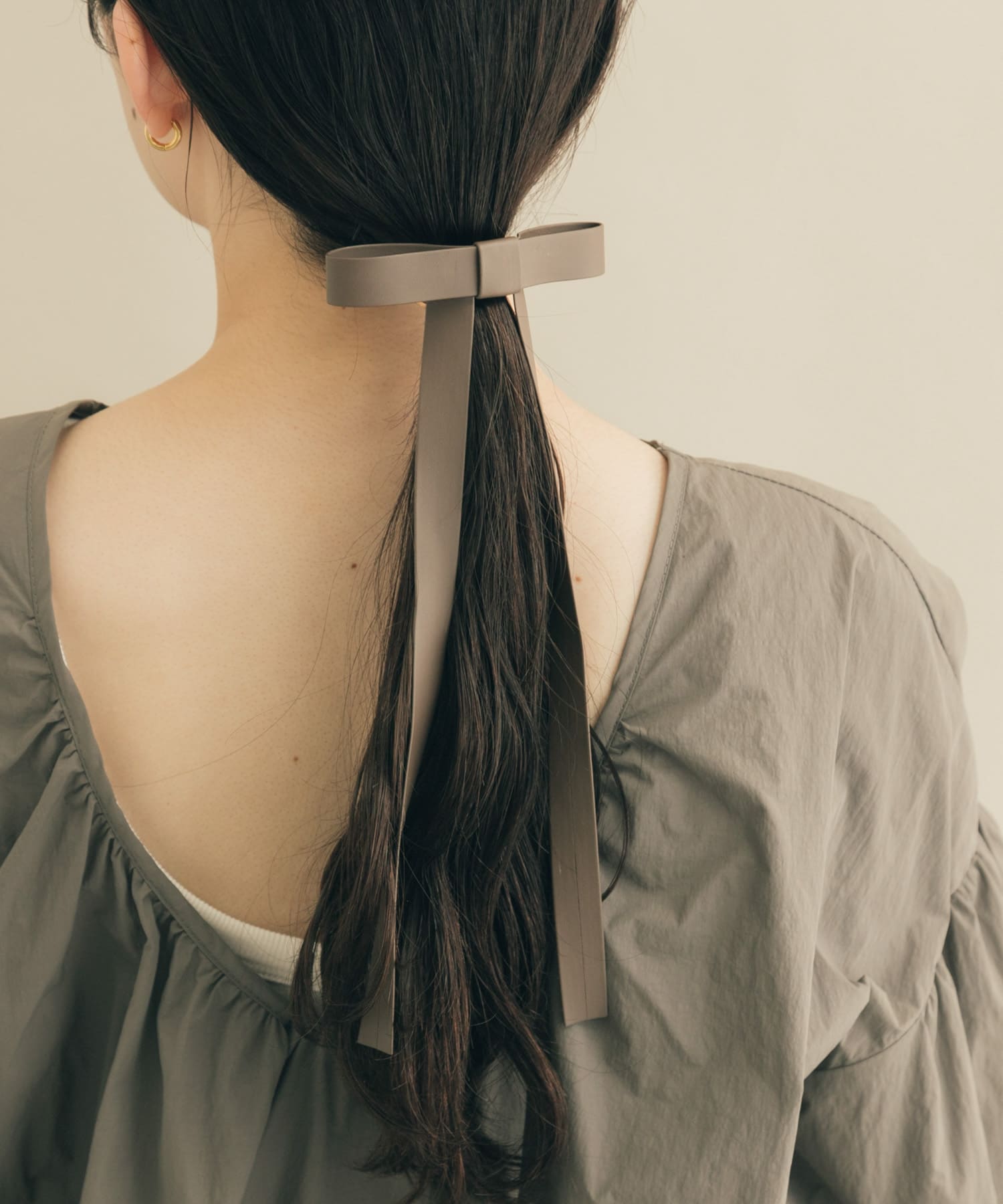 フェイクレザーリボンヘアカフセット BRN -