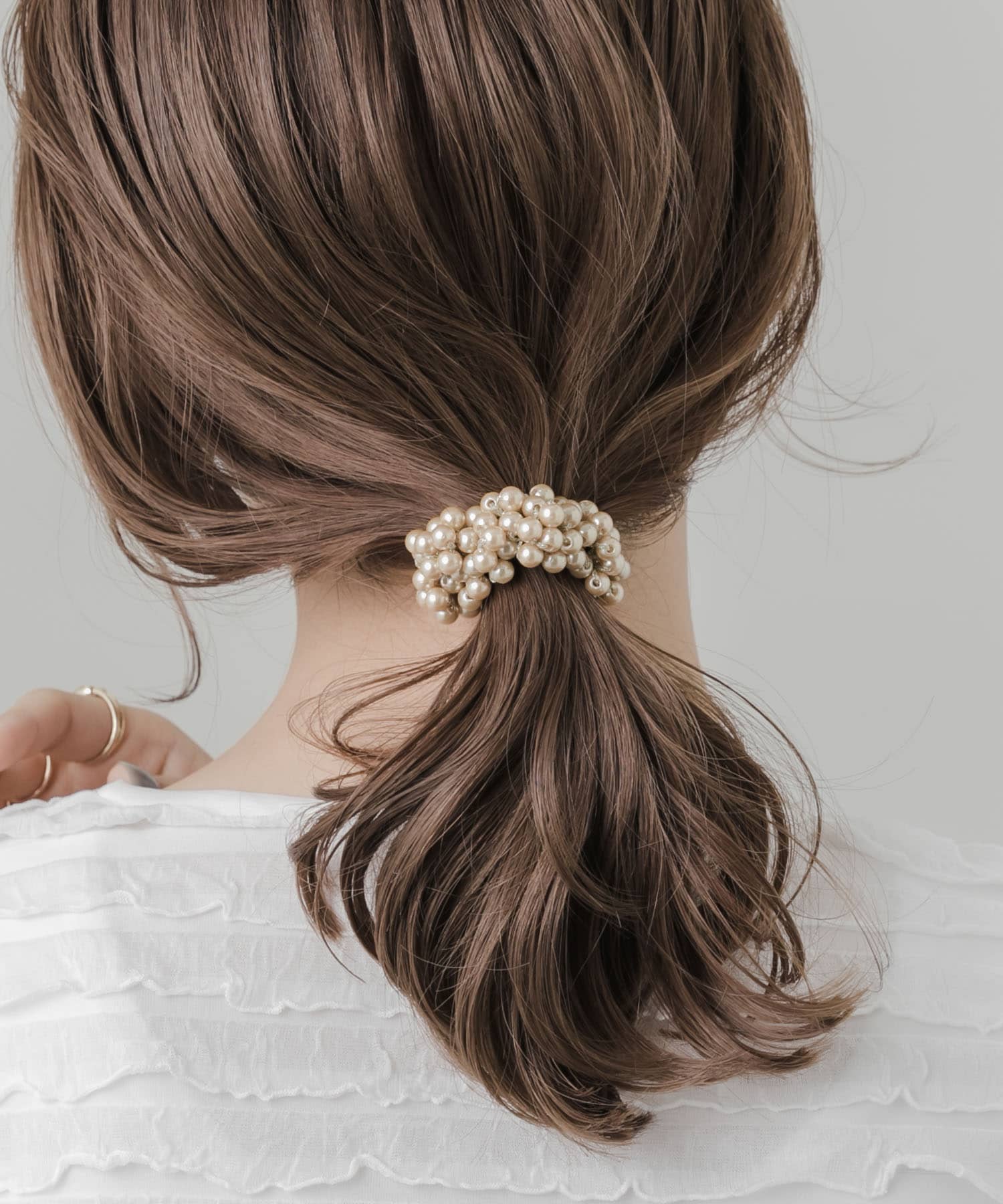 ギャザーパールヘアポニー BEG -