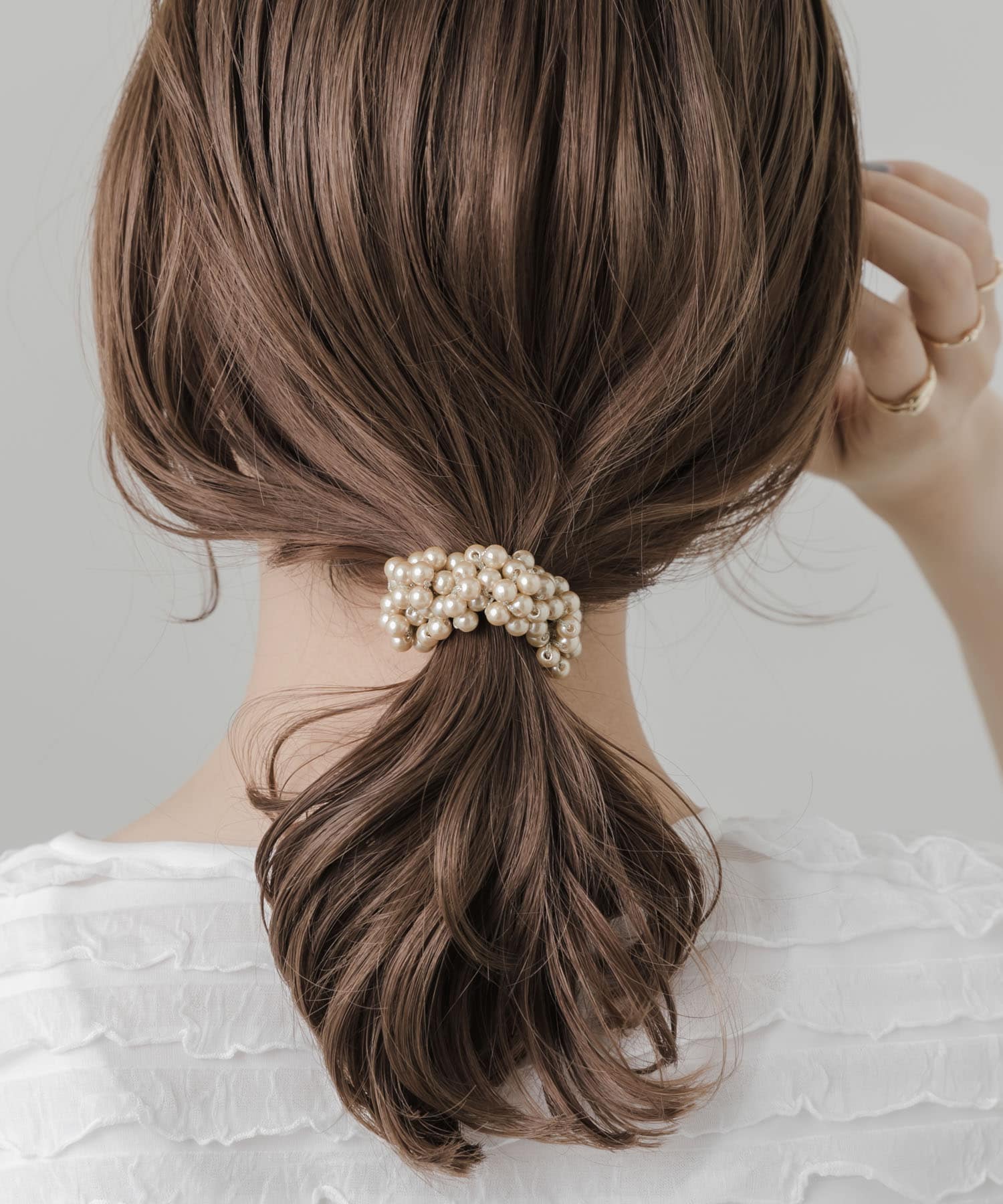 ギャザーパールヘアポニー BEG -
