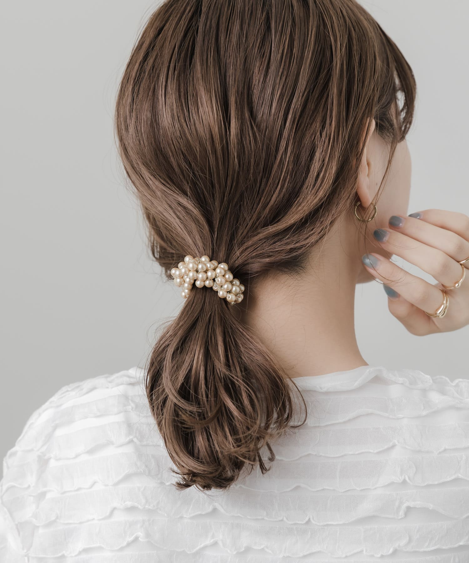 ギャザーパールヘアポニー BEG -