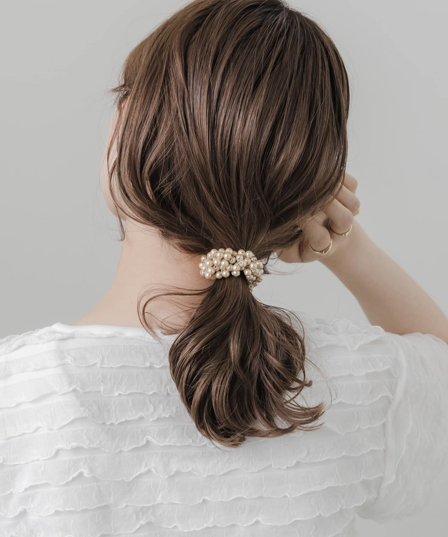 ギャザーパールヘアポニー BEG -