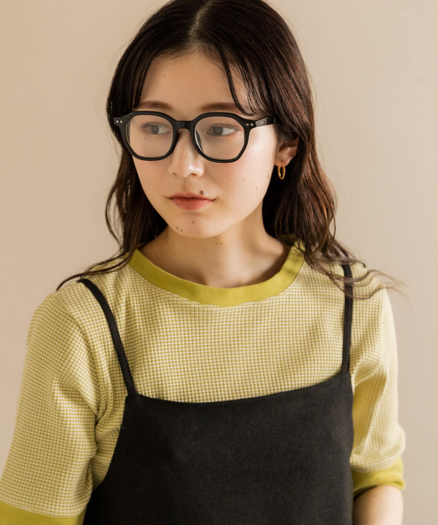 オクタゴンフレームダテメガネ BLK -