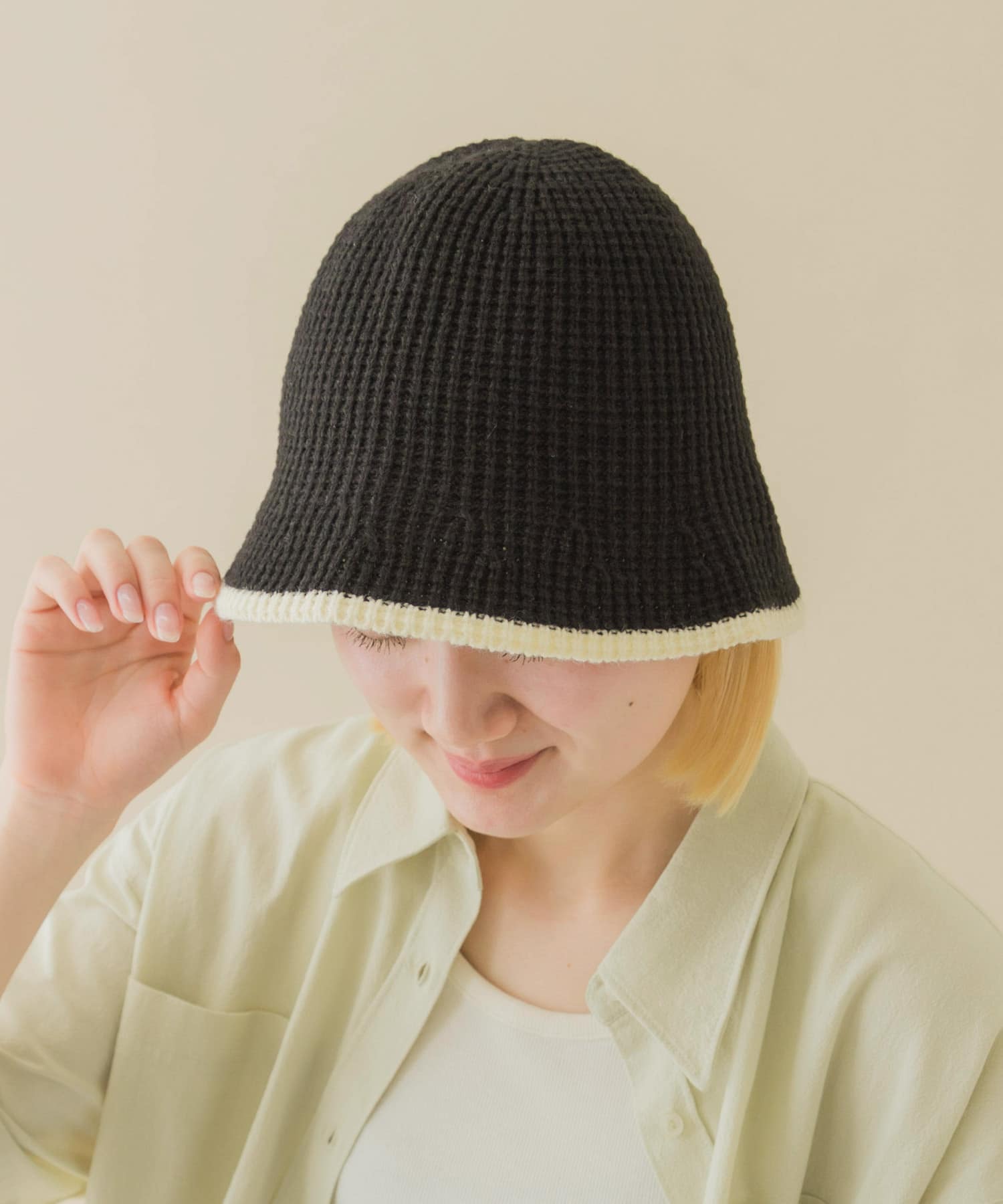 バイカラーラインハット BLK -