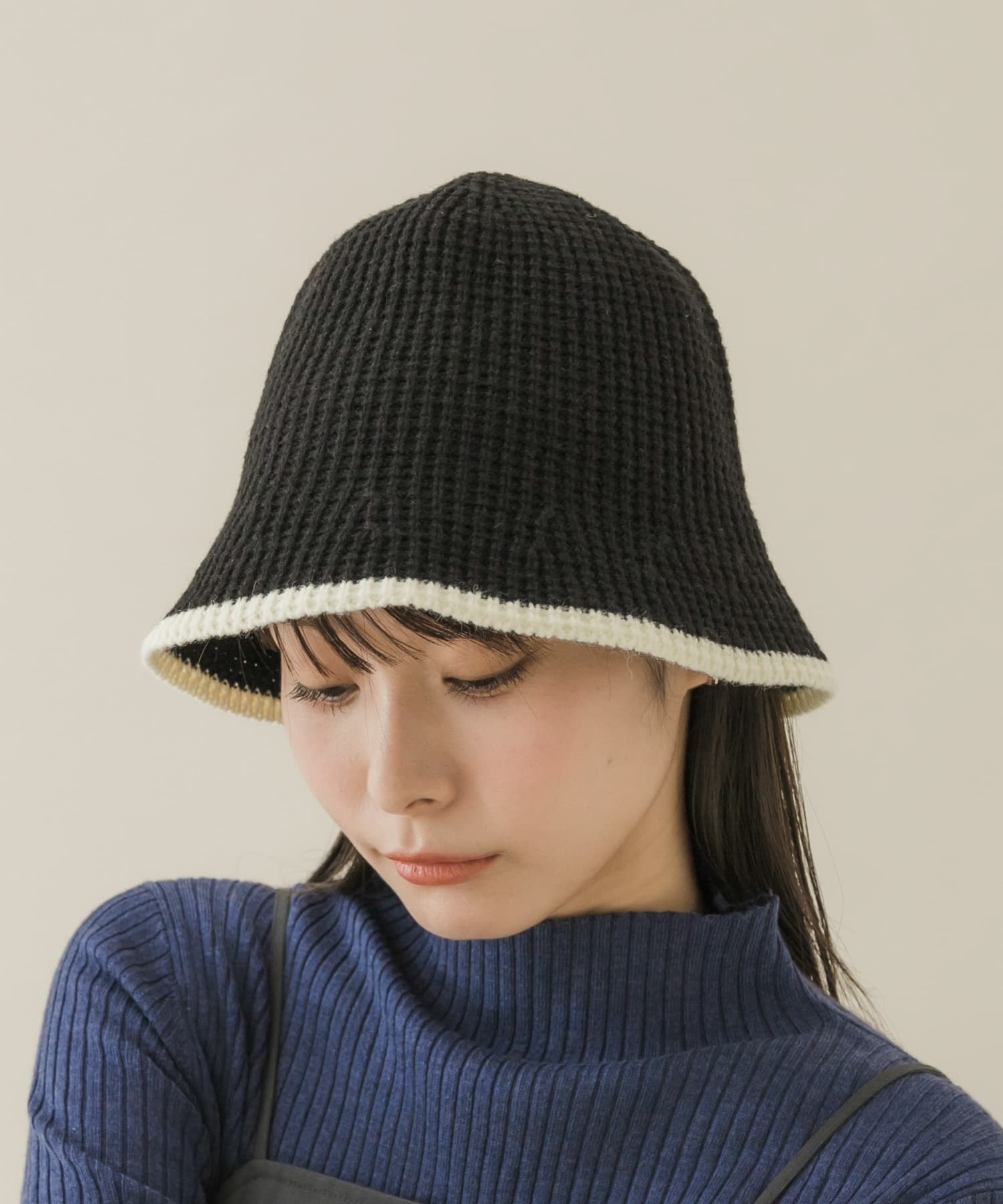 バイカラーラインハット BLK -
