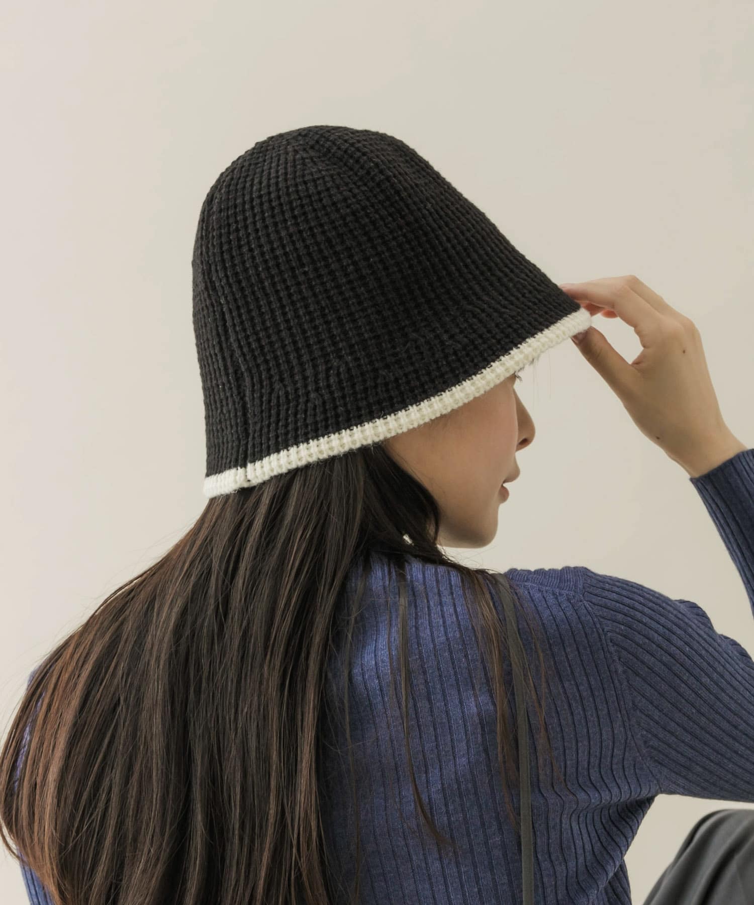 バイカラーラインハット BLK -