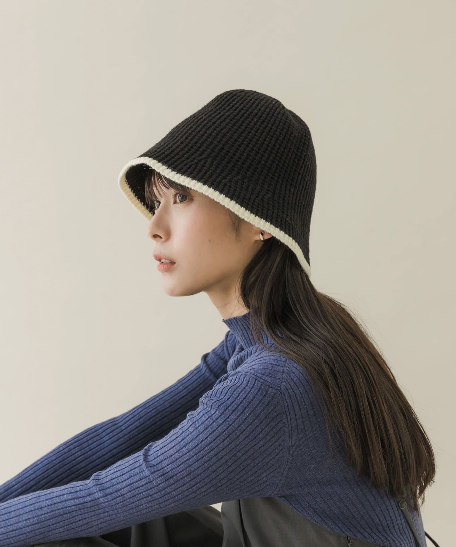 バイカラーラインハット BLK -