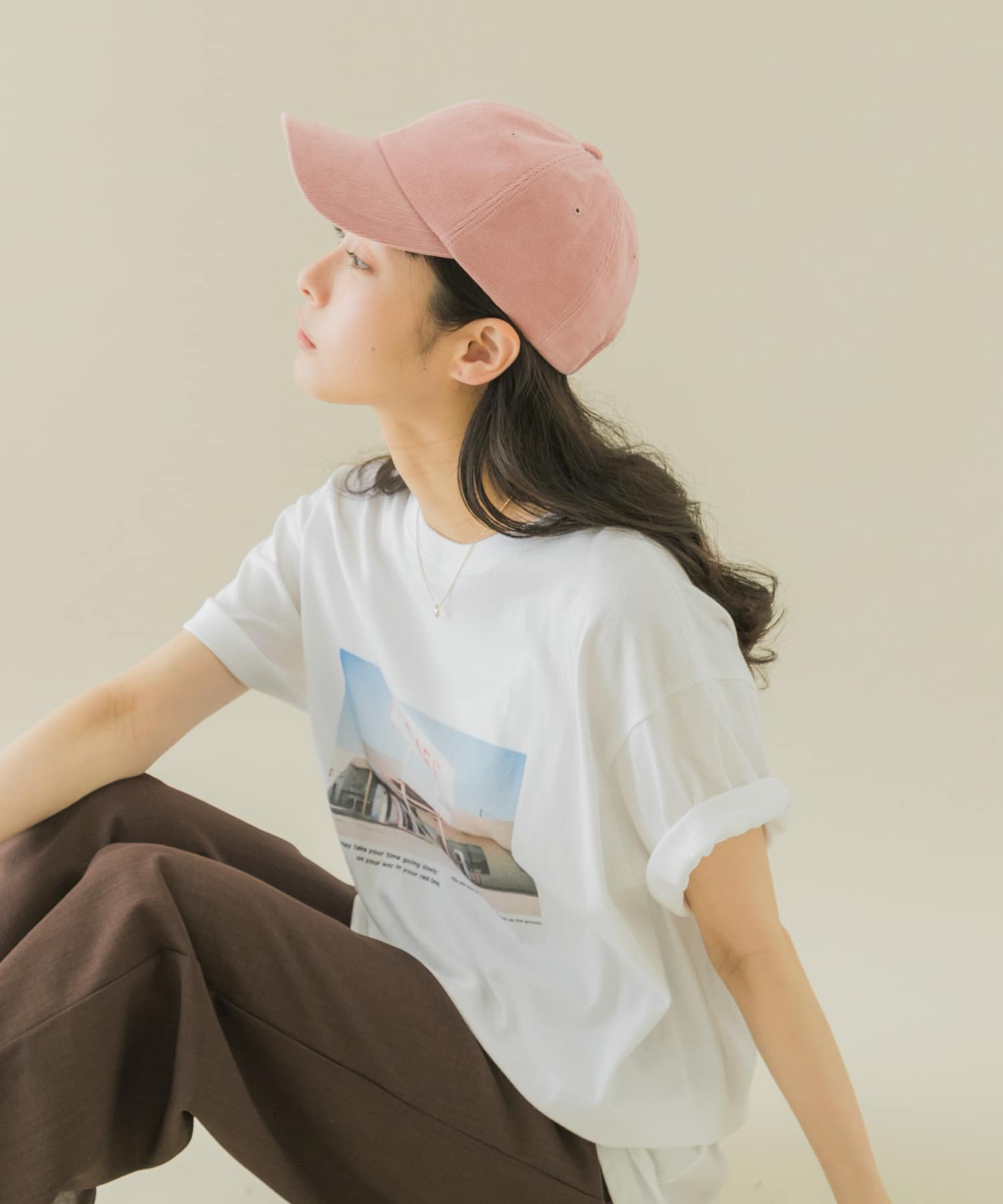 コーデュロイキャップ PNK -
