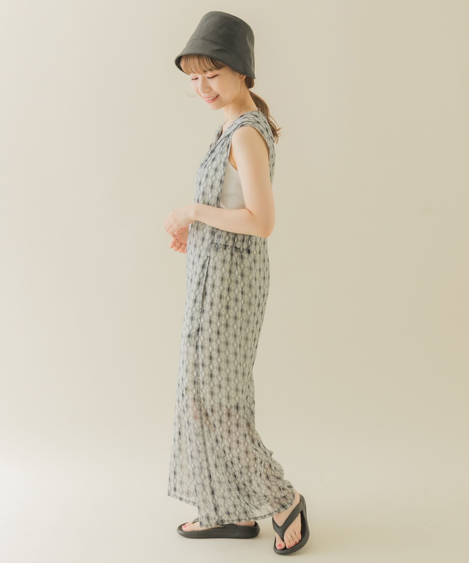 フロントラインフェイクレザーハット BLK -