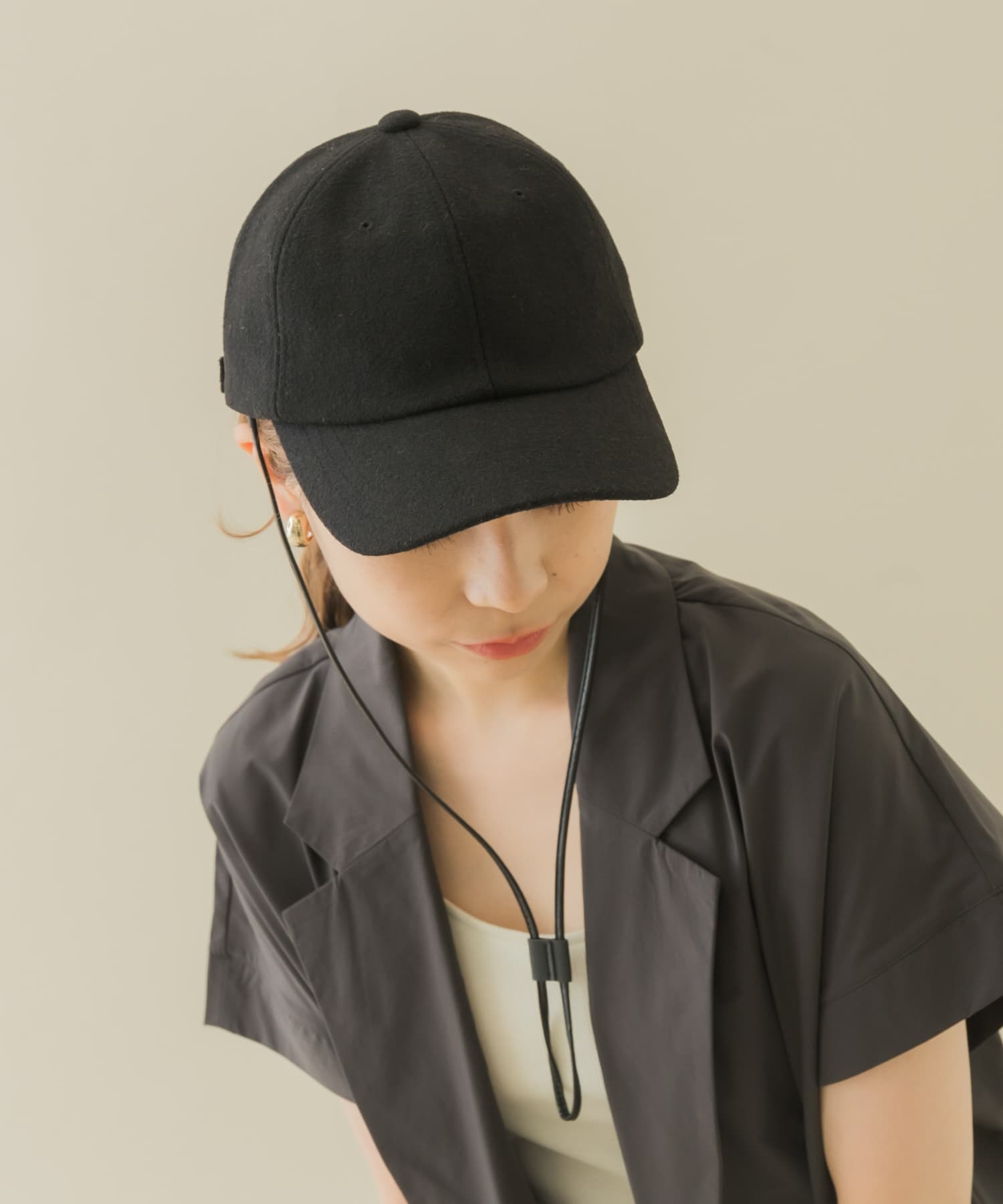 2WAYメルトンキャップ BLK -