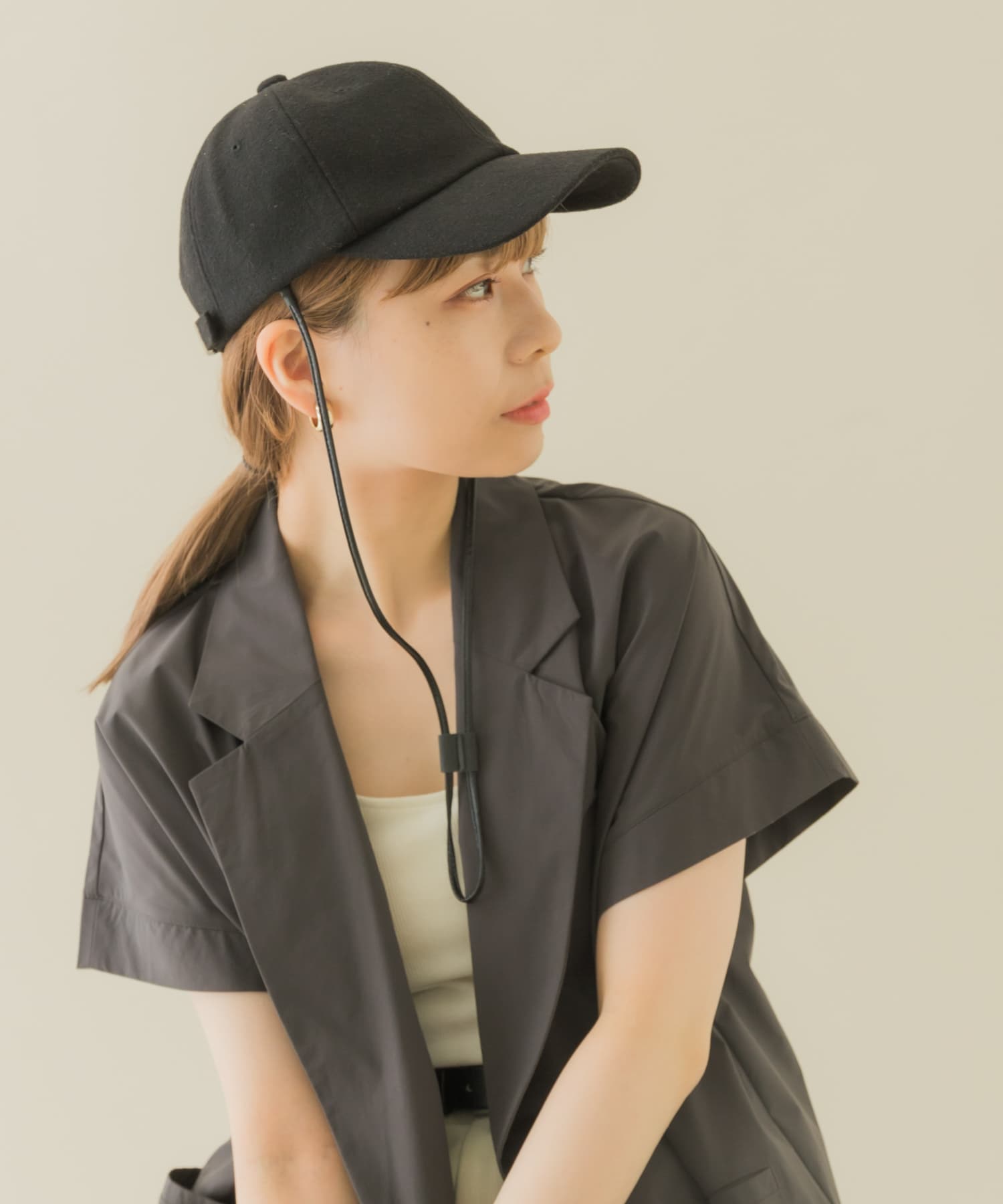2WAYメルトンキャップ BLK -