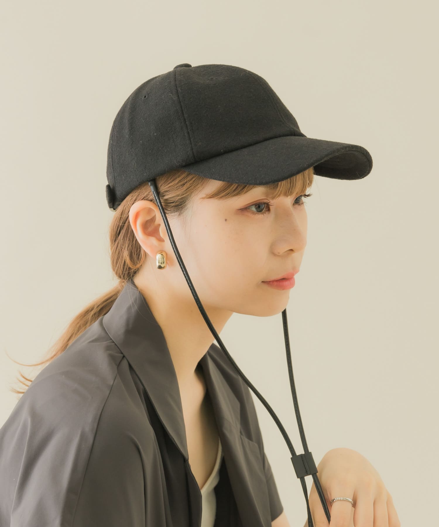 2WAYメルトンキャップ BLK -