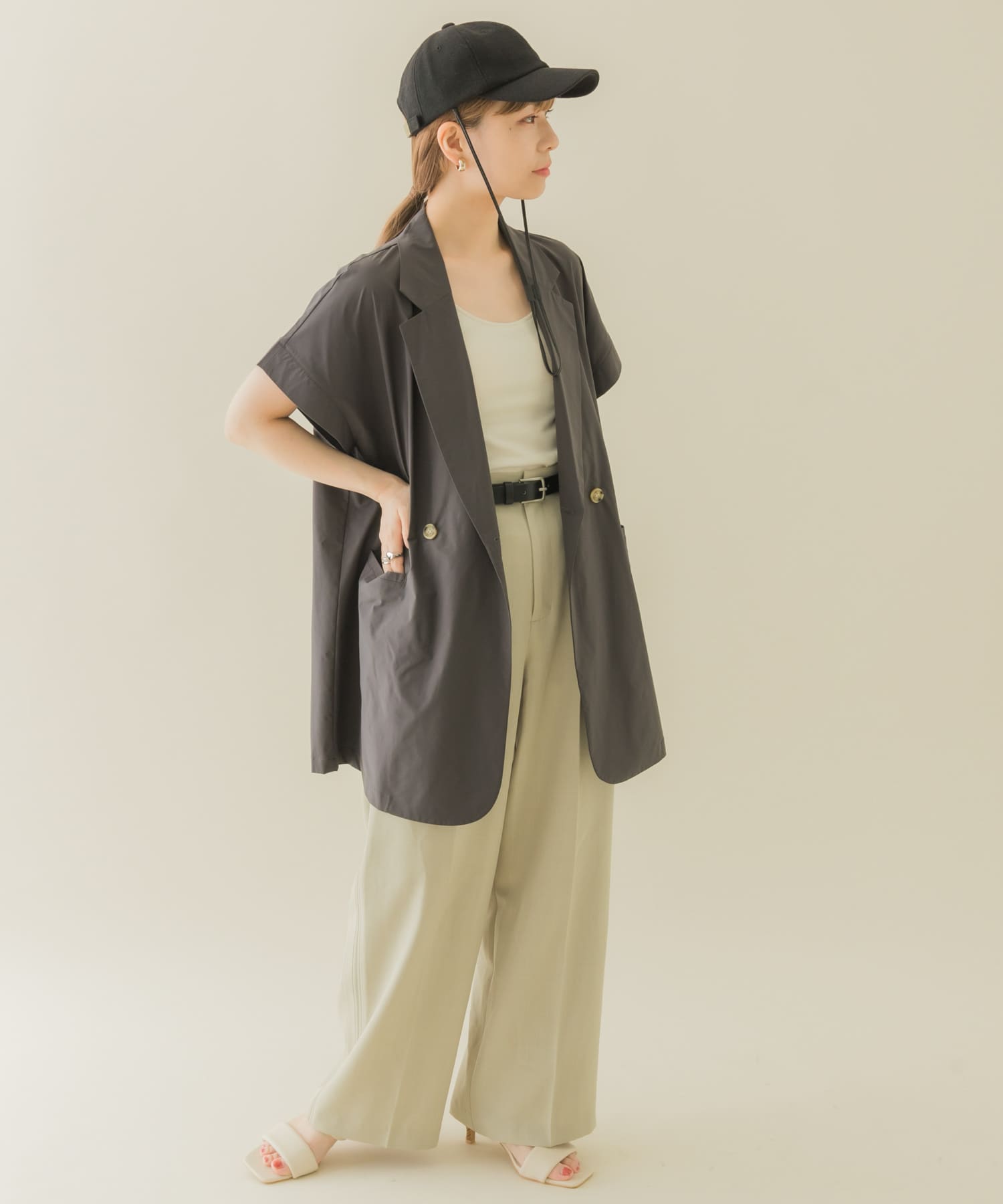 2WAYメルトンキャップ BLK -