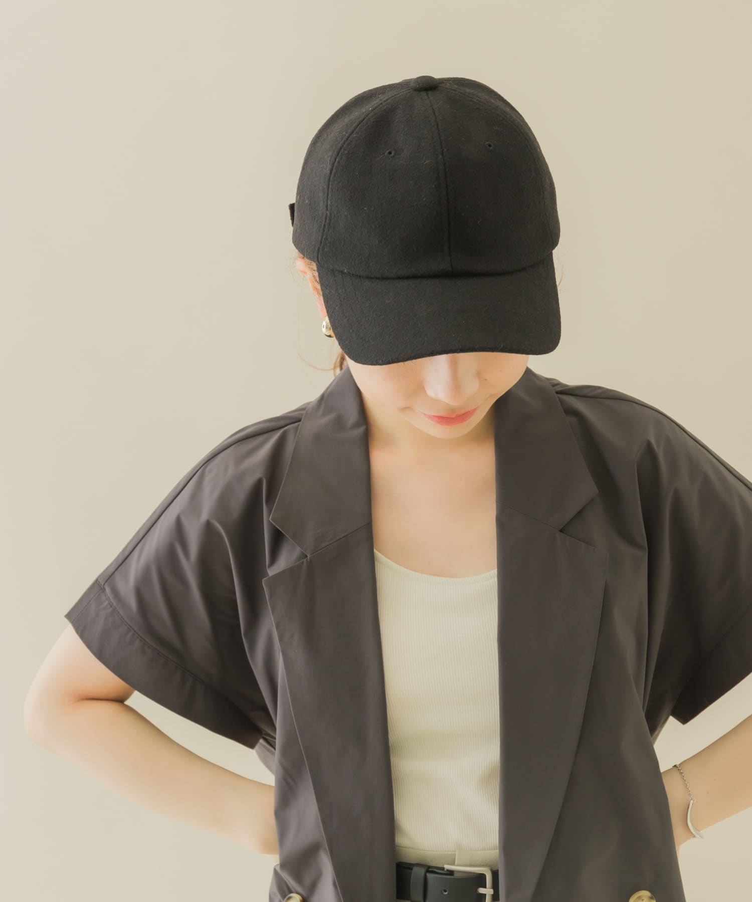 2WAYメルトンキャップ BLK -
