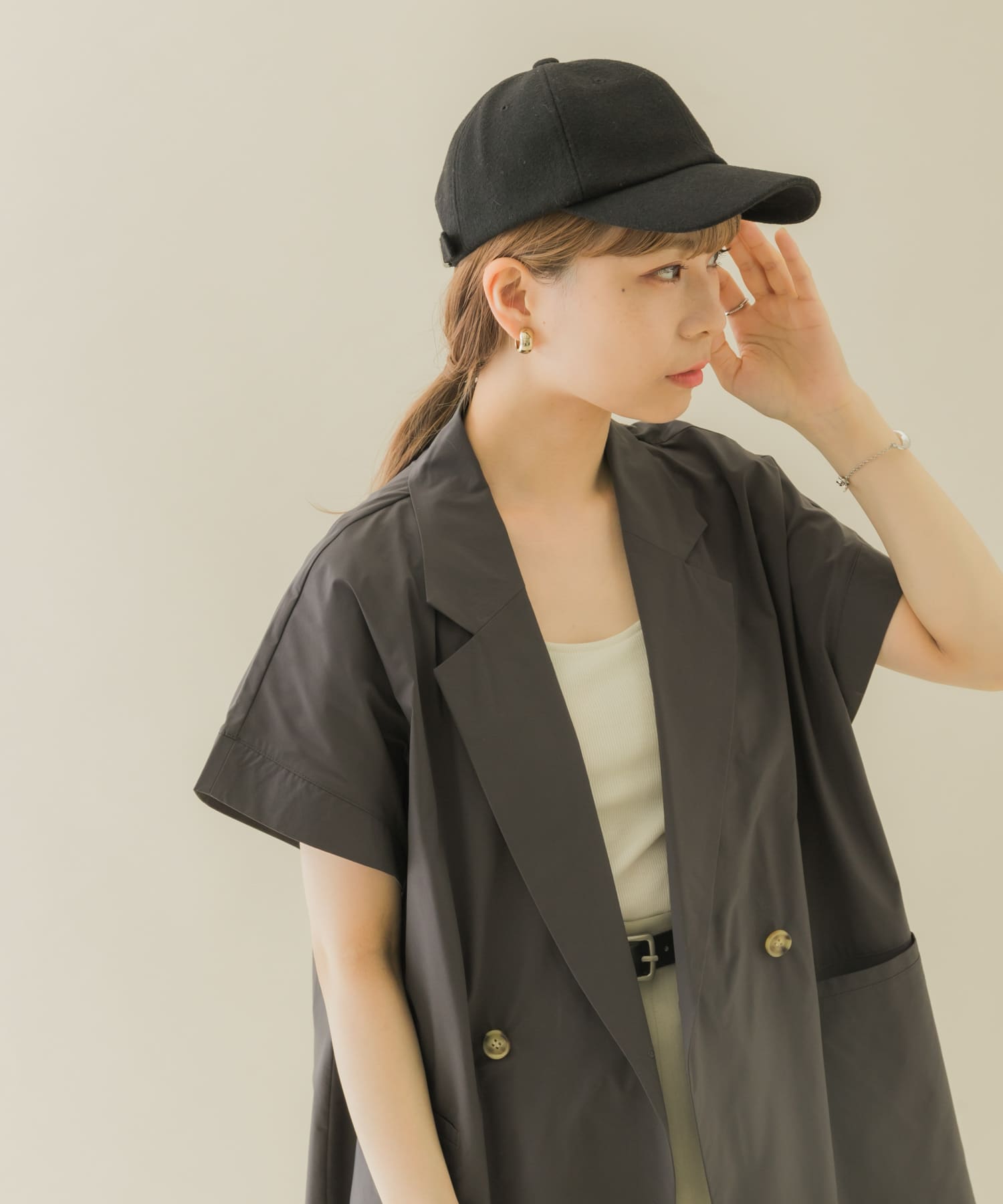 2WAYメルトンキャップ BLK -
