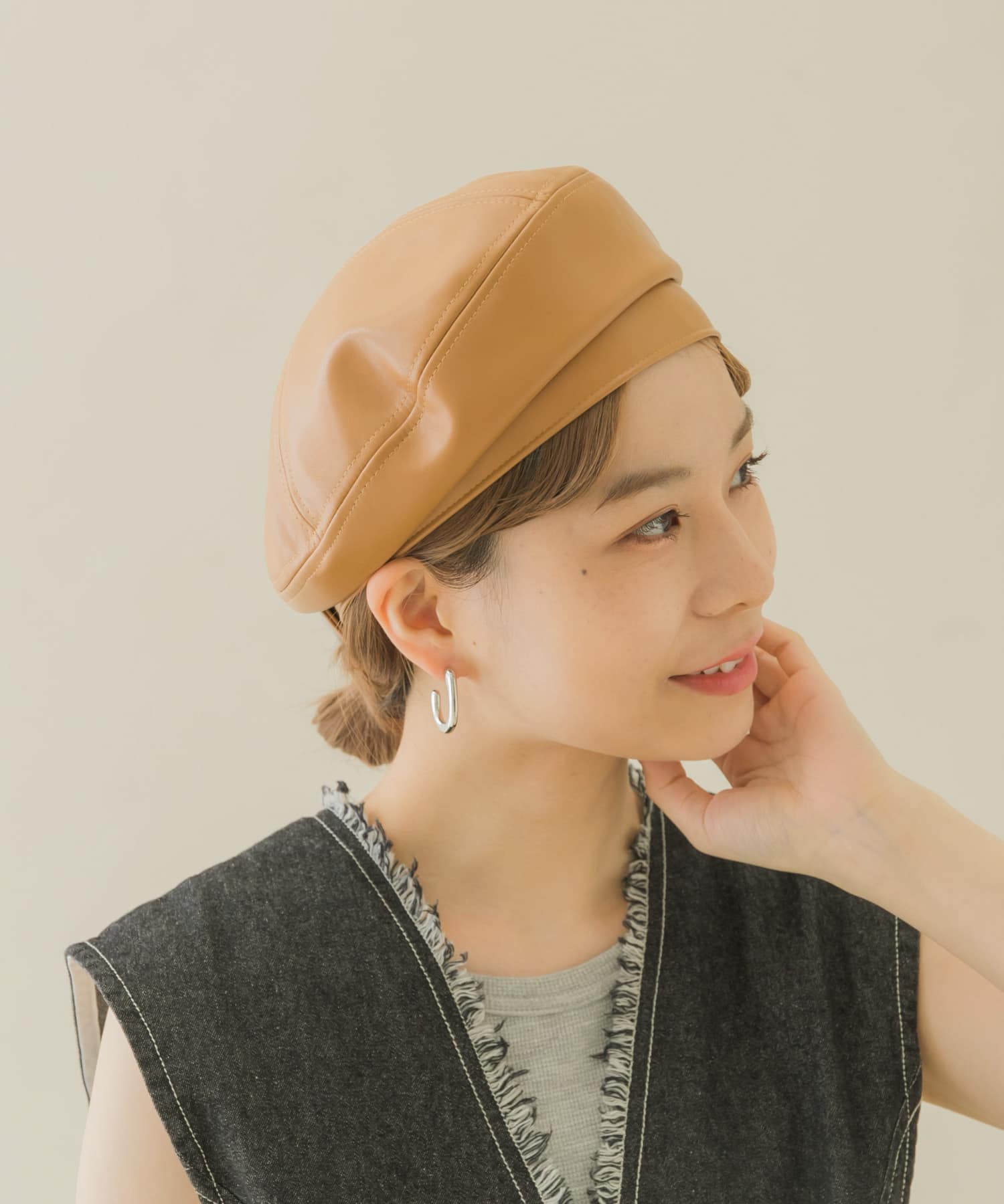 フェイクレザーバックルベレー CML -