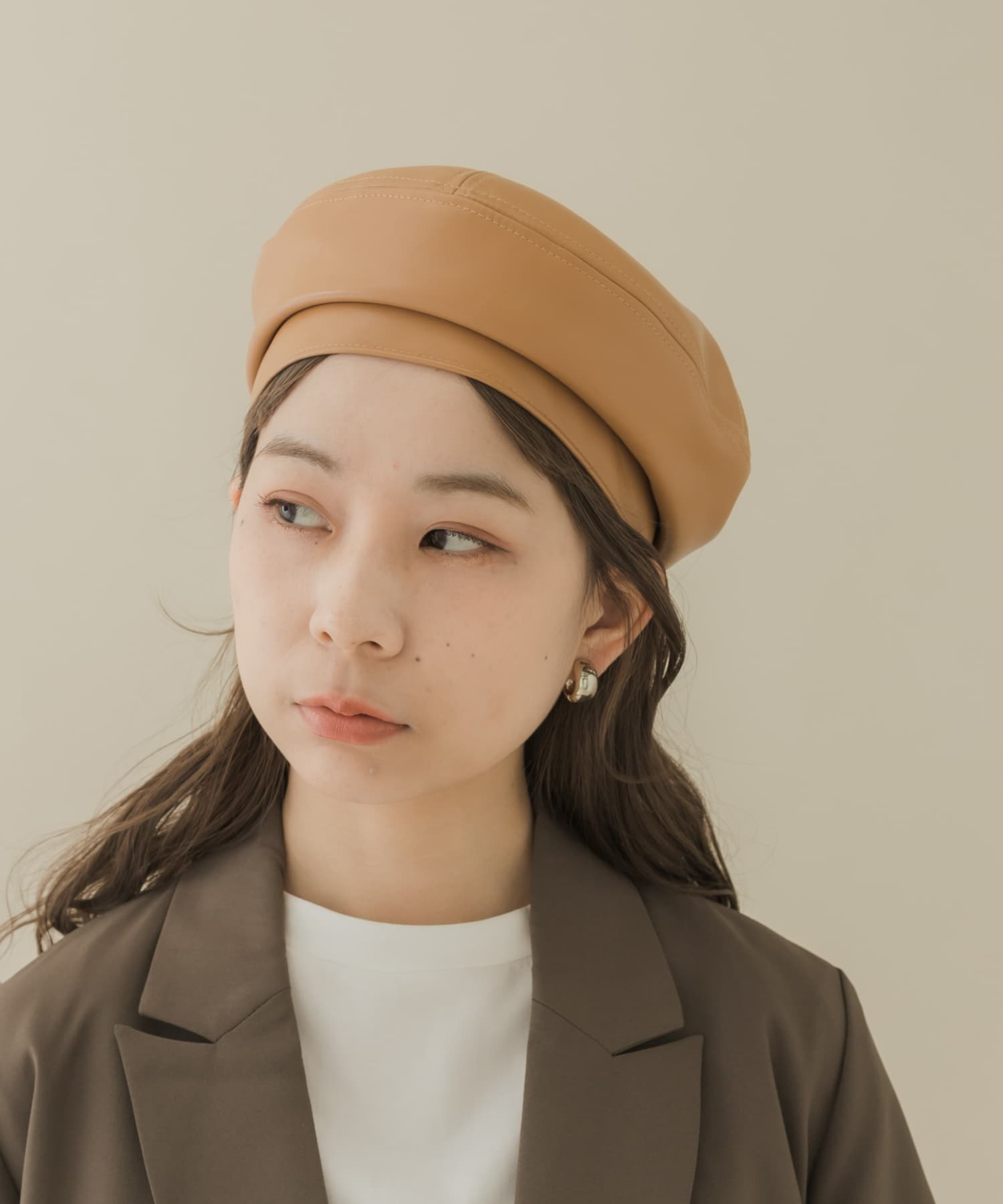 フェイクレザーバックルベレー CML -