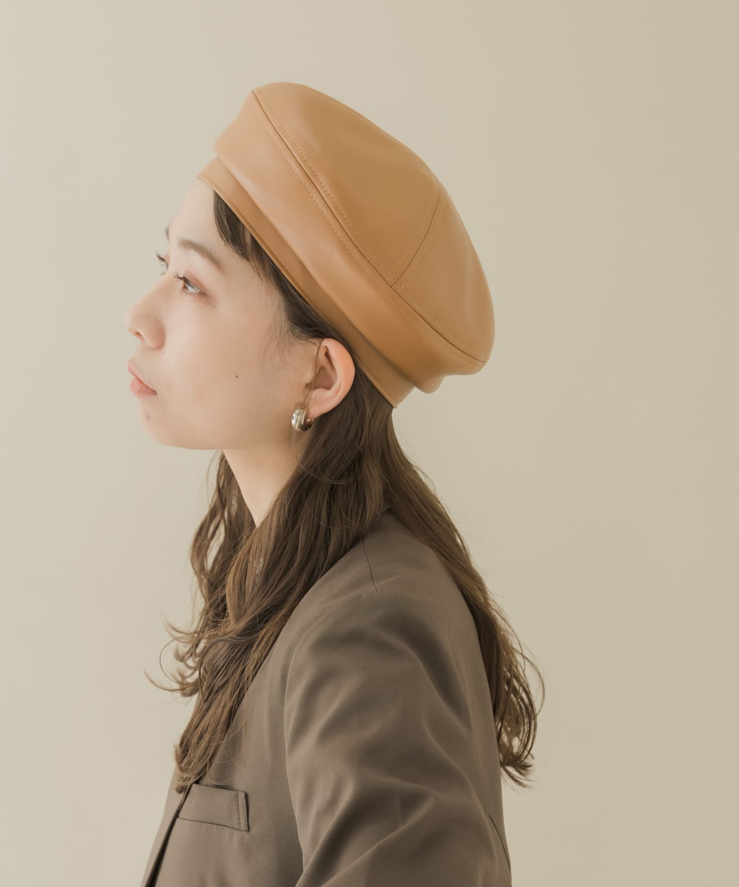 フェイクレザーバックルベレー CML -