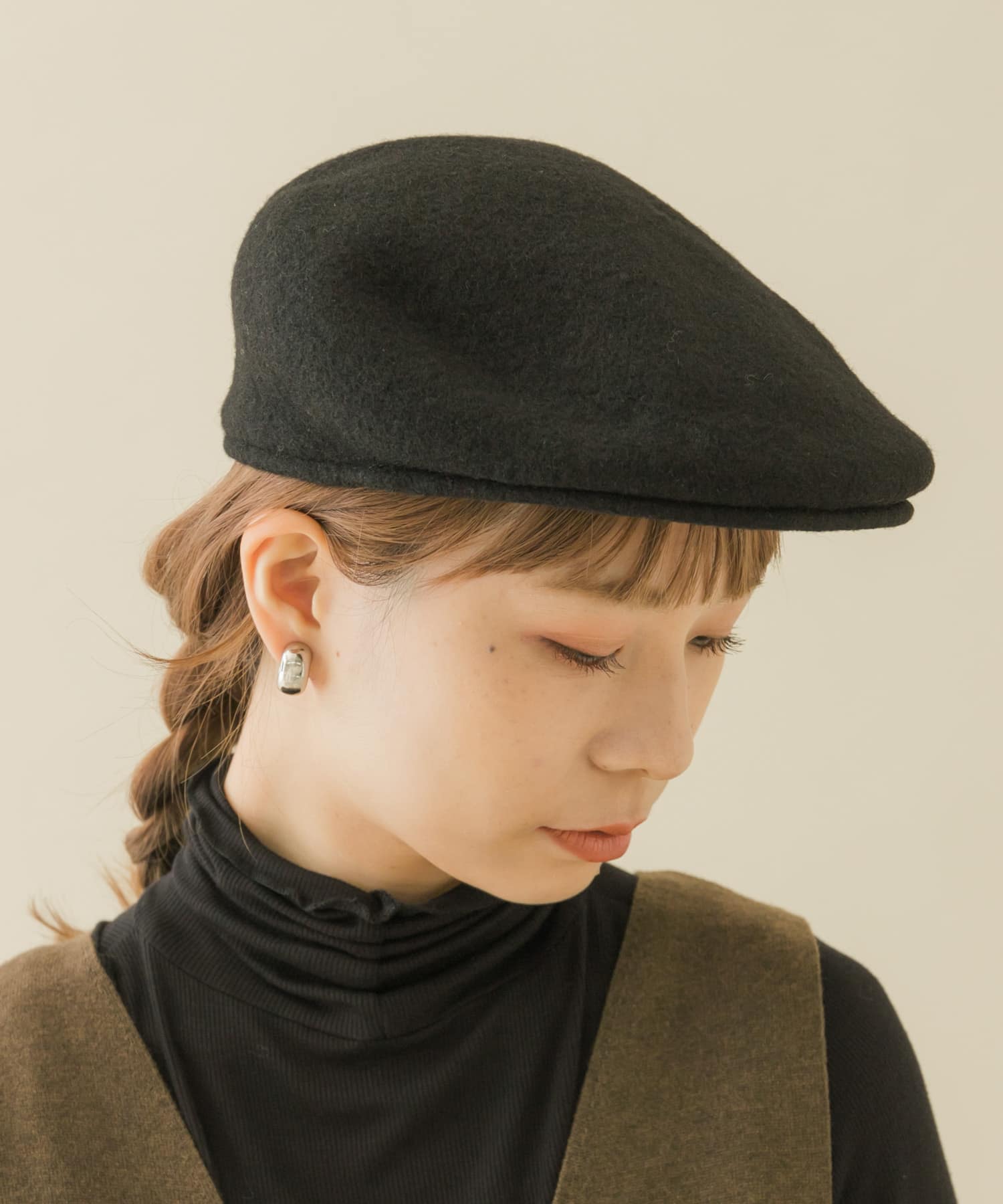 ベーシックウールハンチング BLK -