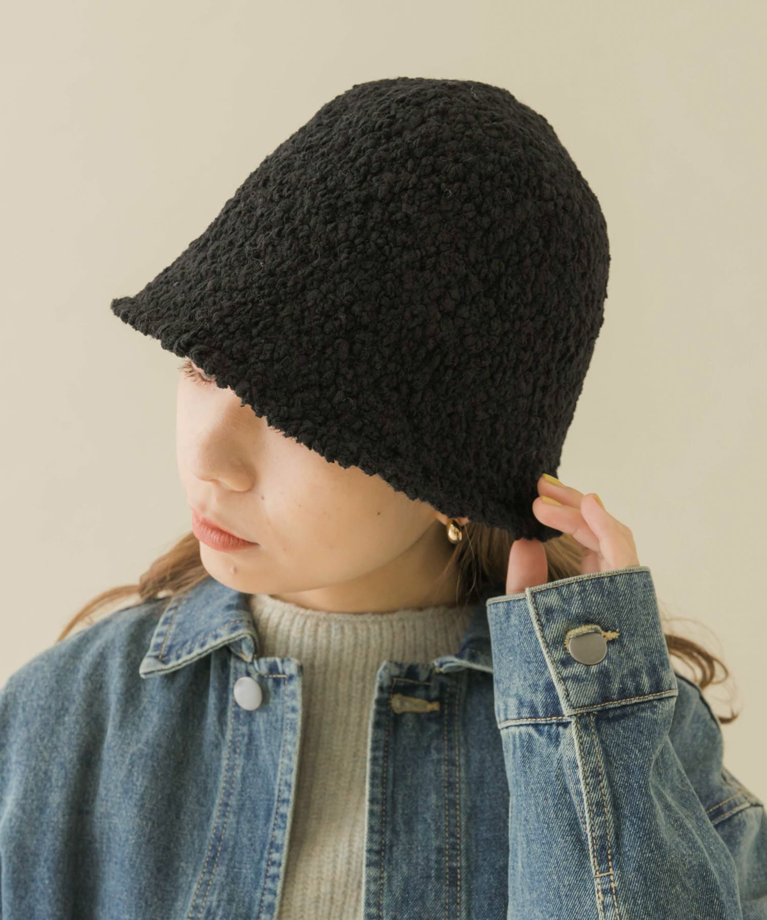 モコモコクローシュハット BLK -