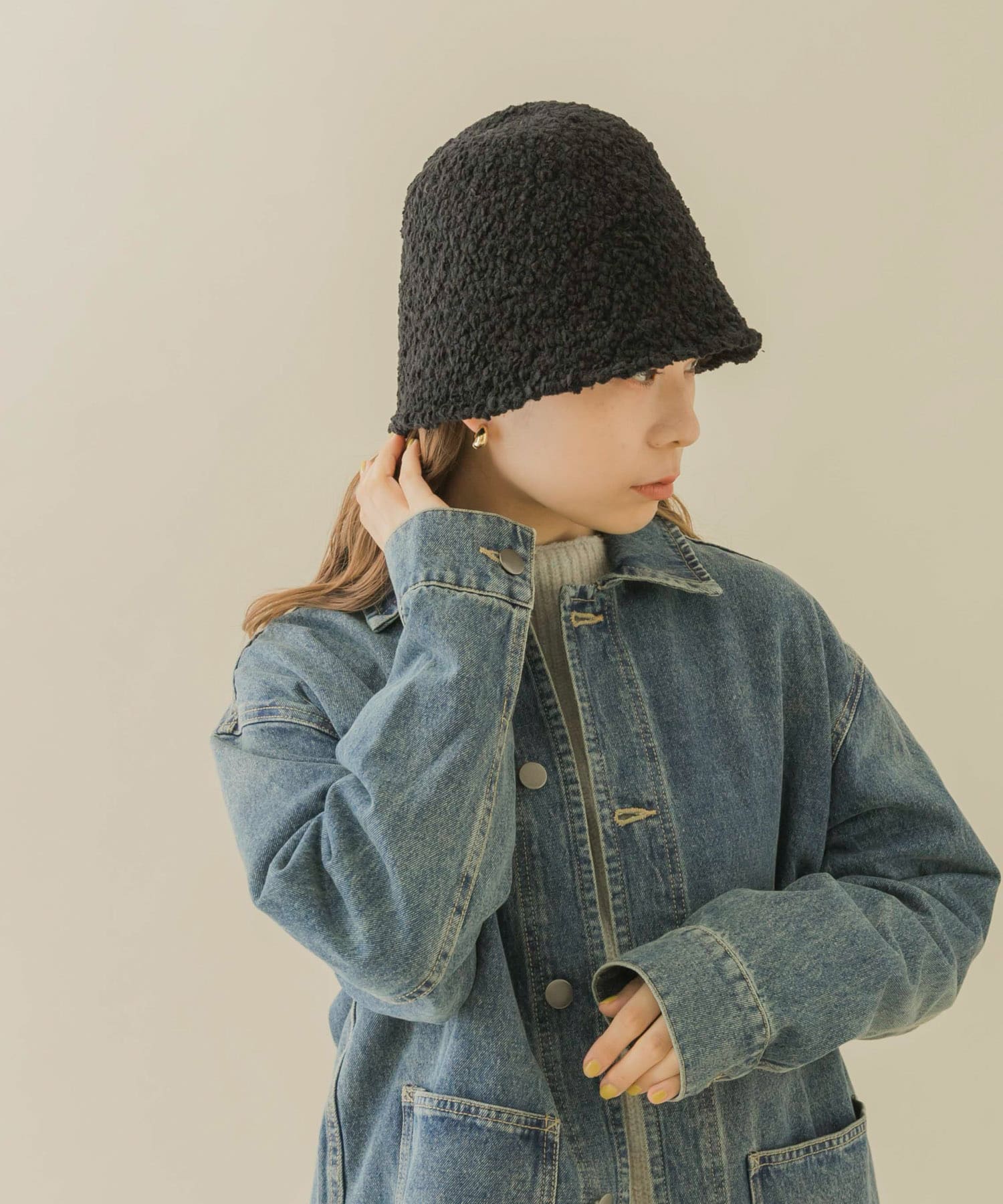 モコモコクローシュハット BLK -