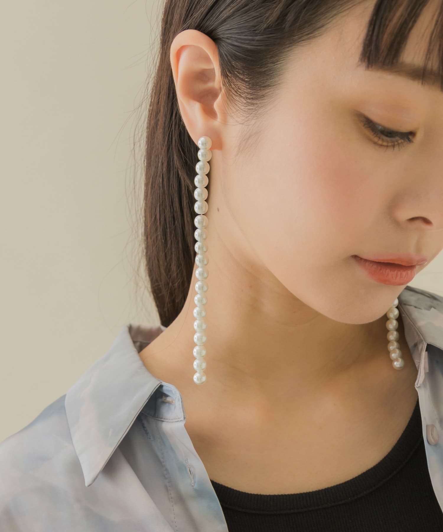 パールロングピアス IVO -