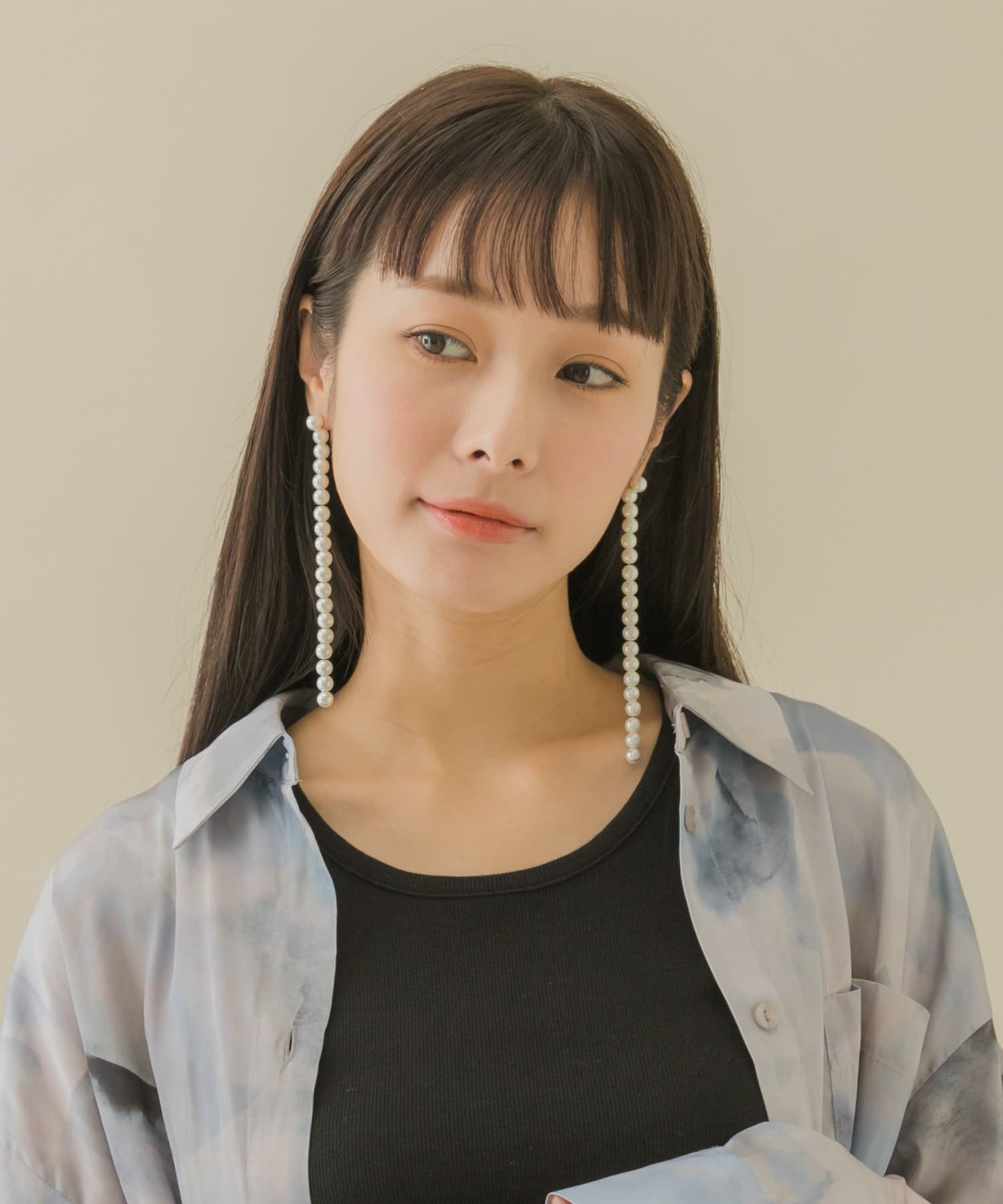 パールロングピアス IVO -