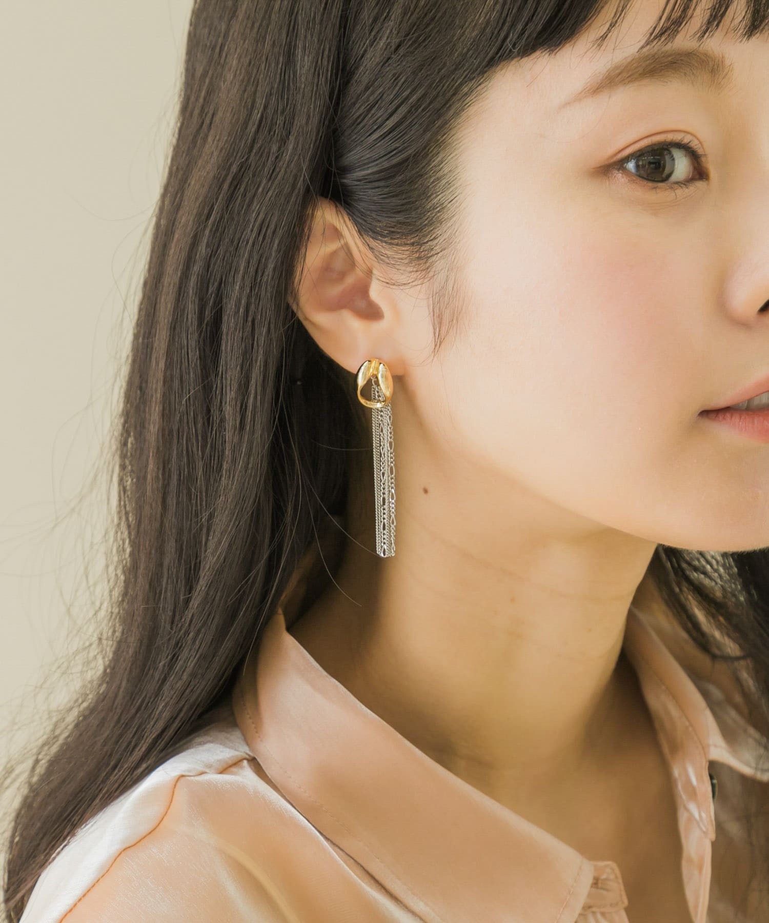 メタルチェーン2WAYピアス GD/SL -