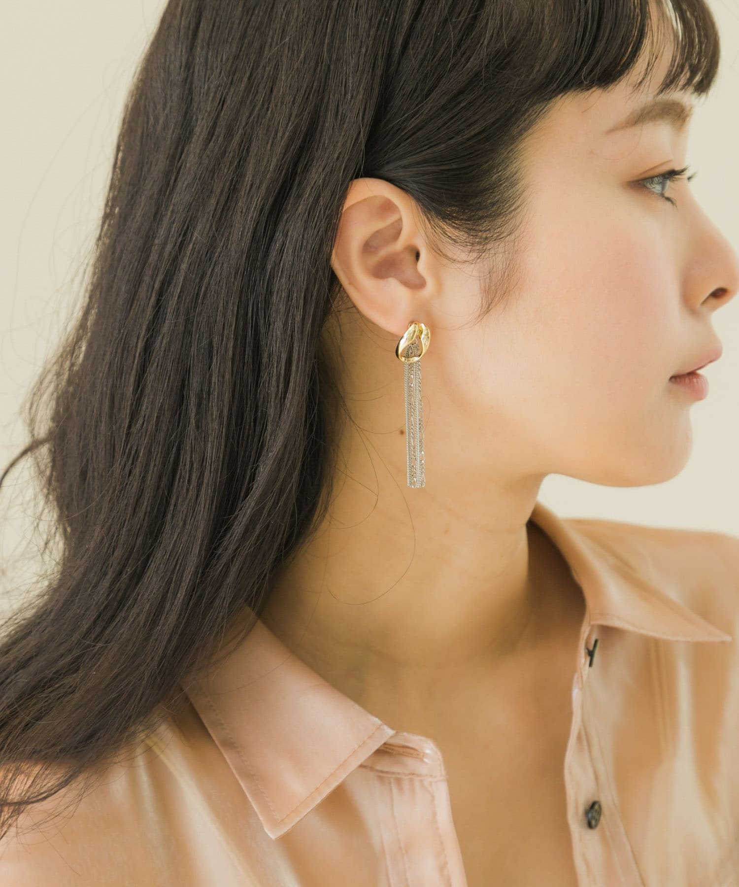 メタルチェーン2WAYピアス GD/SL -