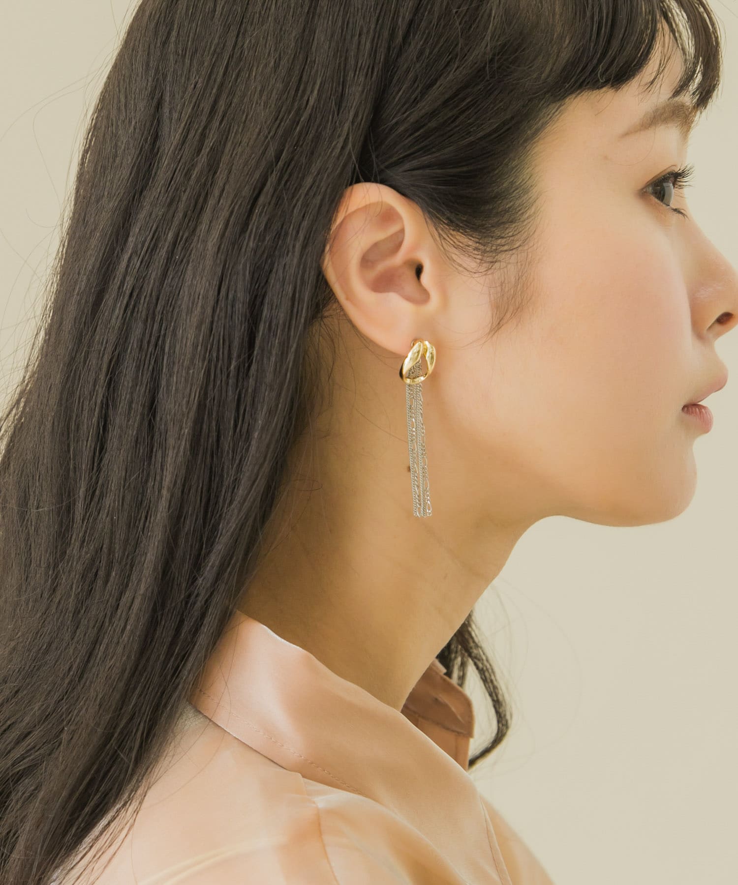 メタルチェーン2WAYピアス GD/SL -