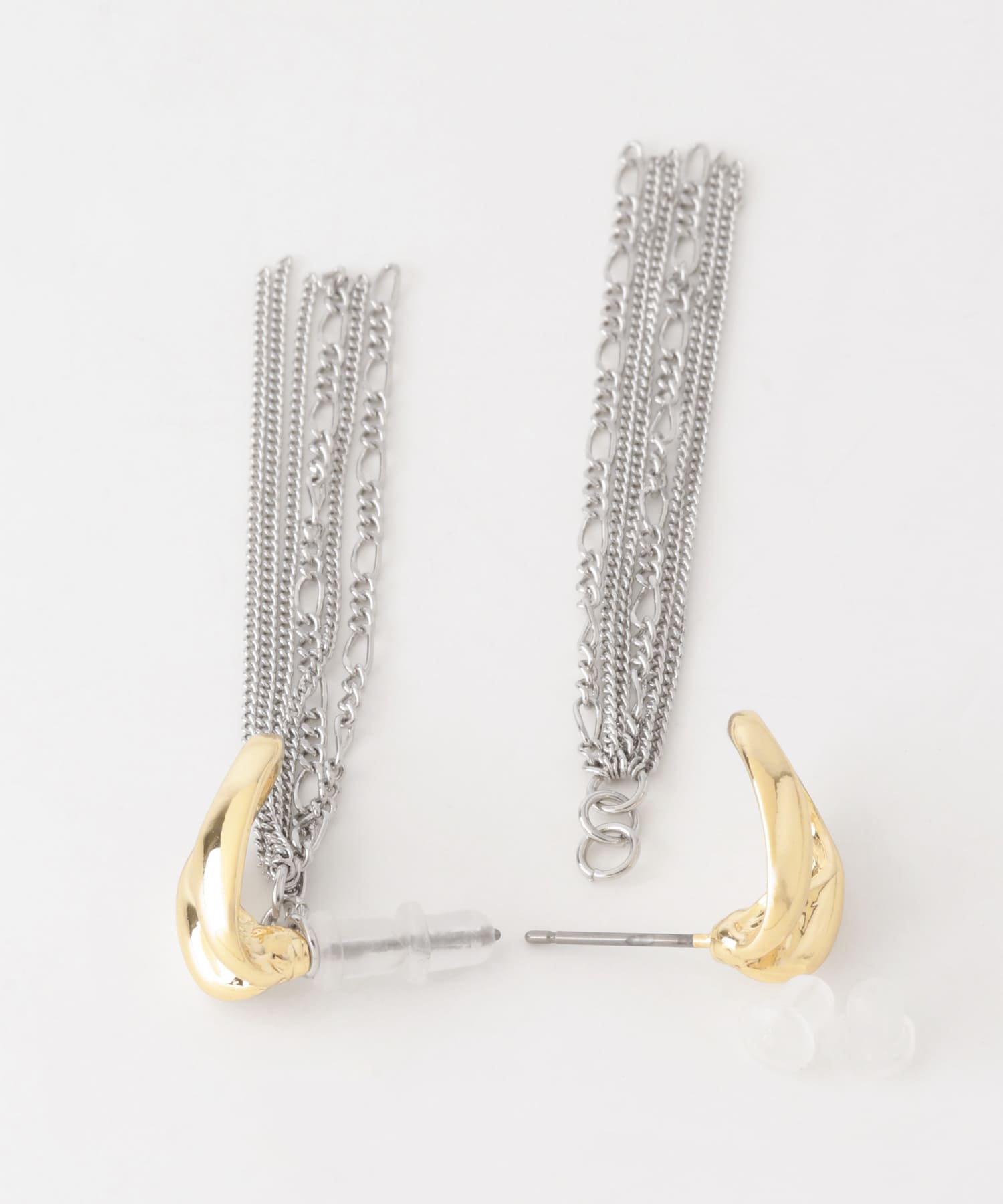 メタルチェーン2WAYピアス GD/SL -