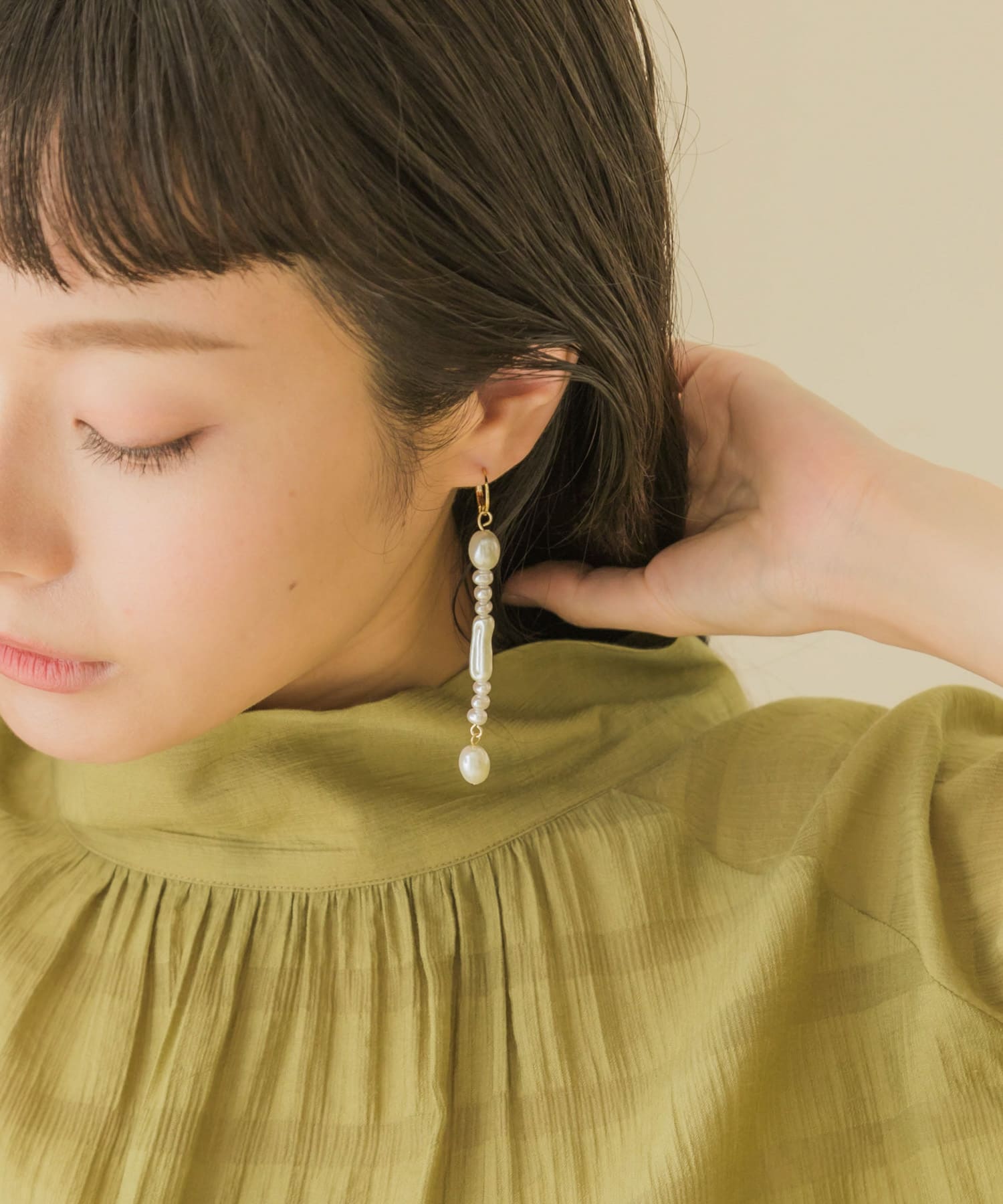 バロックパールコンビピアス GD/IV -