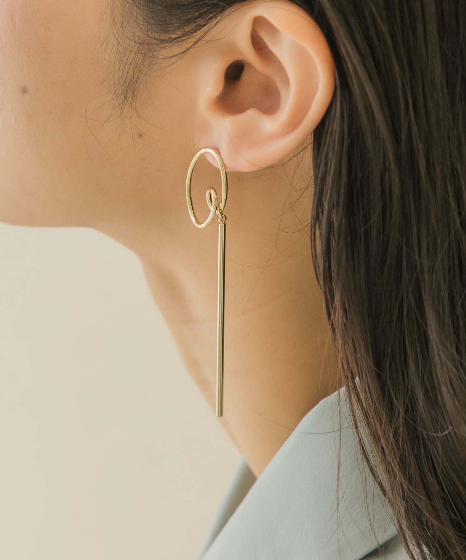 サークルロングバーコンビピアス GLD -