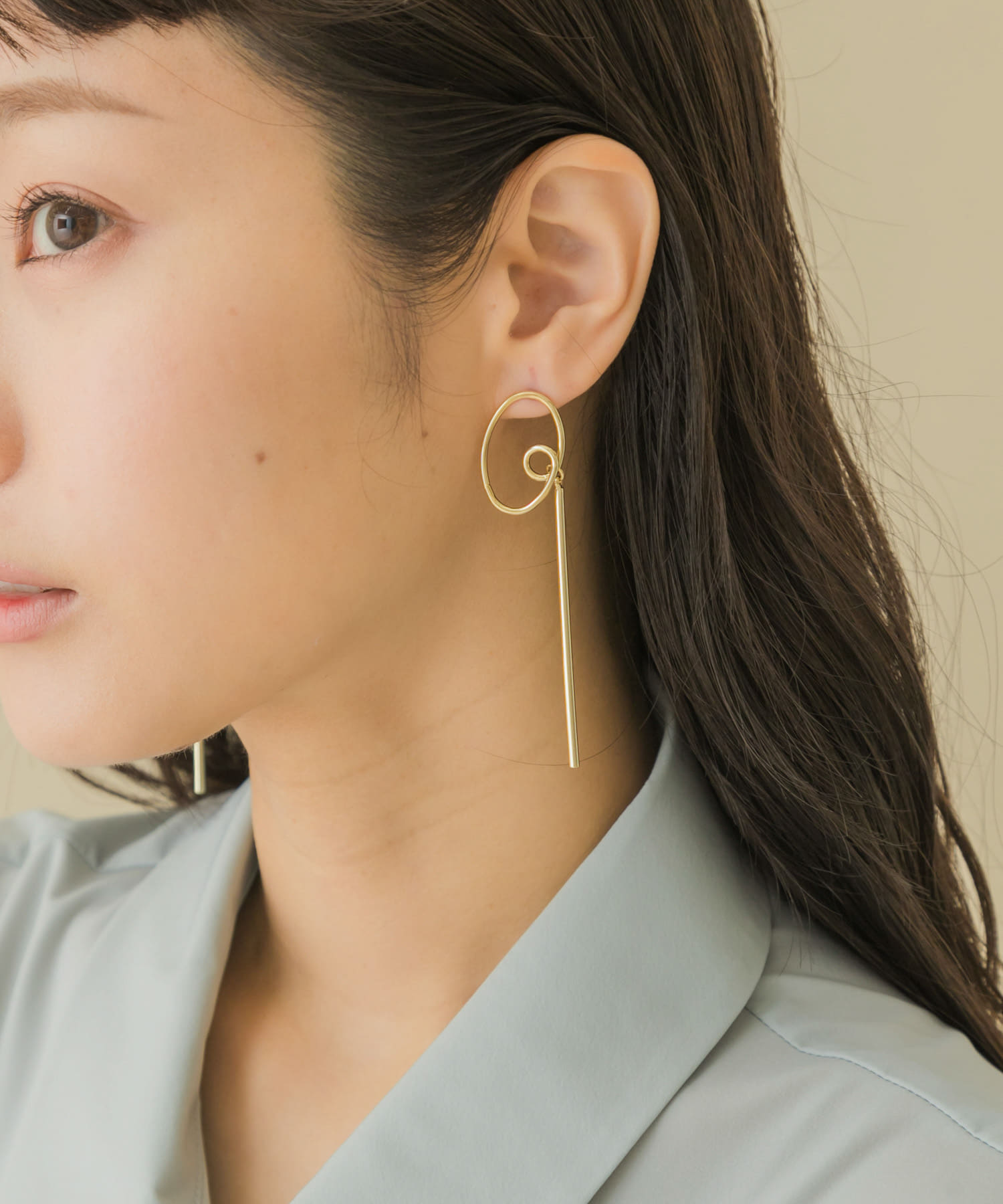 サークルロングバーコンビピアス GLD -