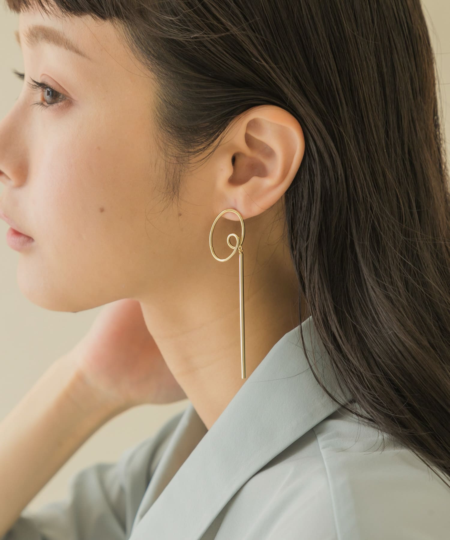 サークルロングバーコンビピアス GLD -