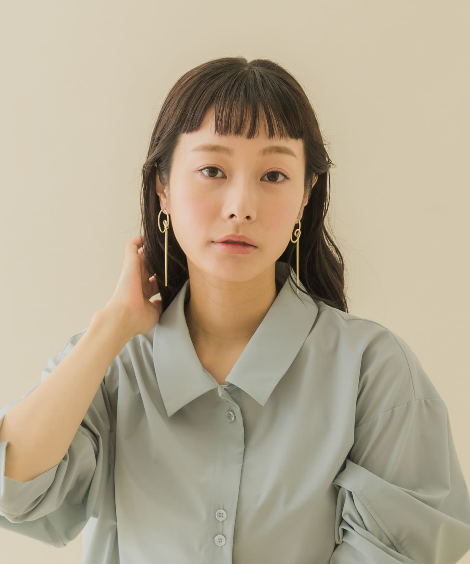 サークルロングバーコンビピアス GLD -