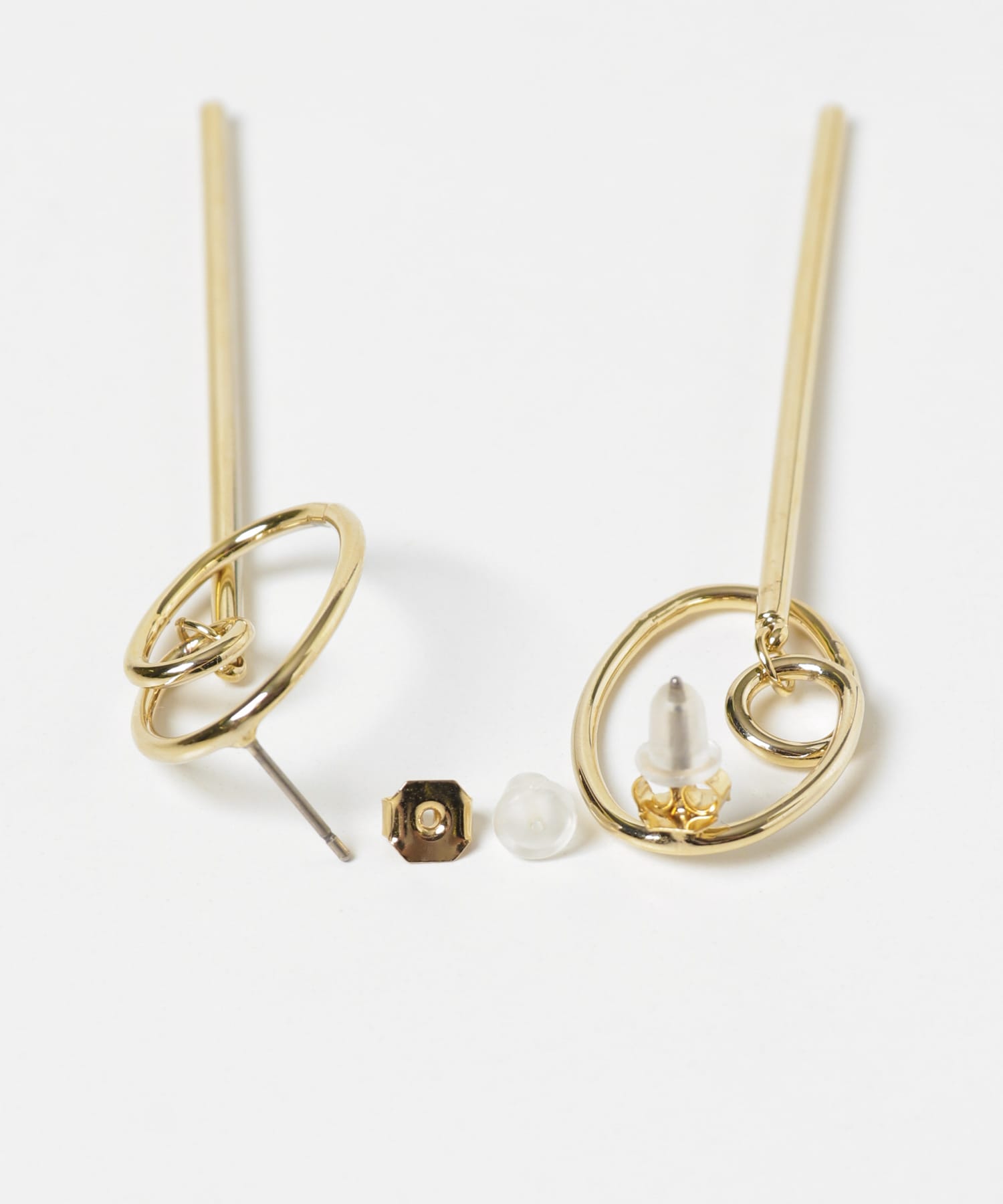 サークルロングバーコンビピアス GLD -