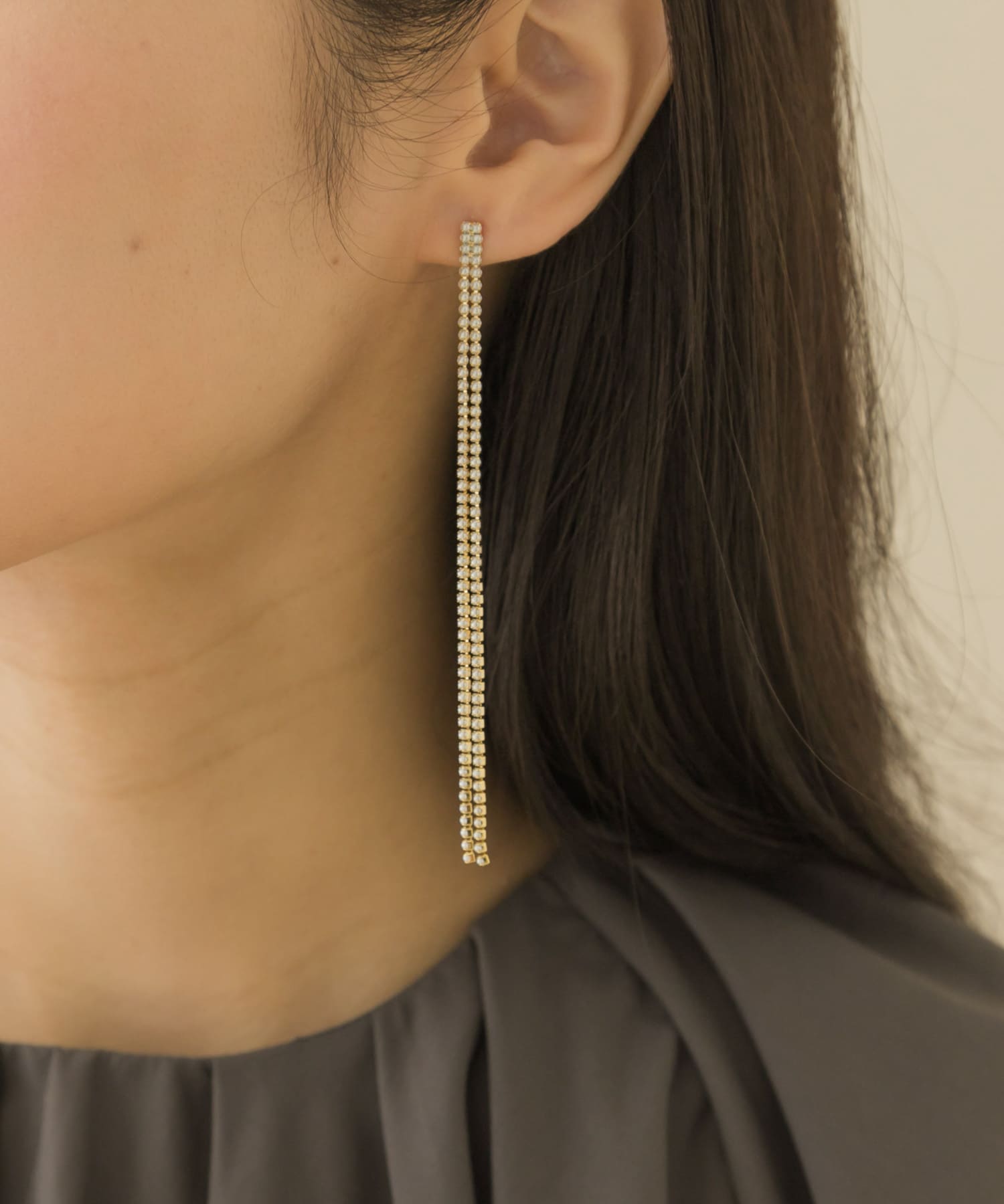 チェーンパールロングピアス GD/IV -