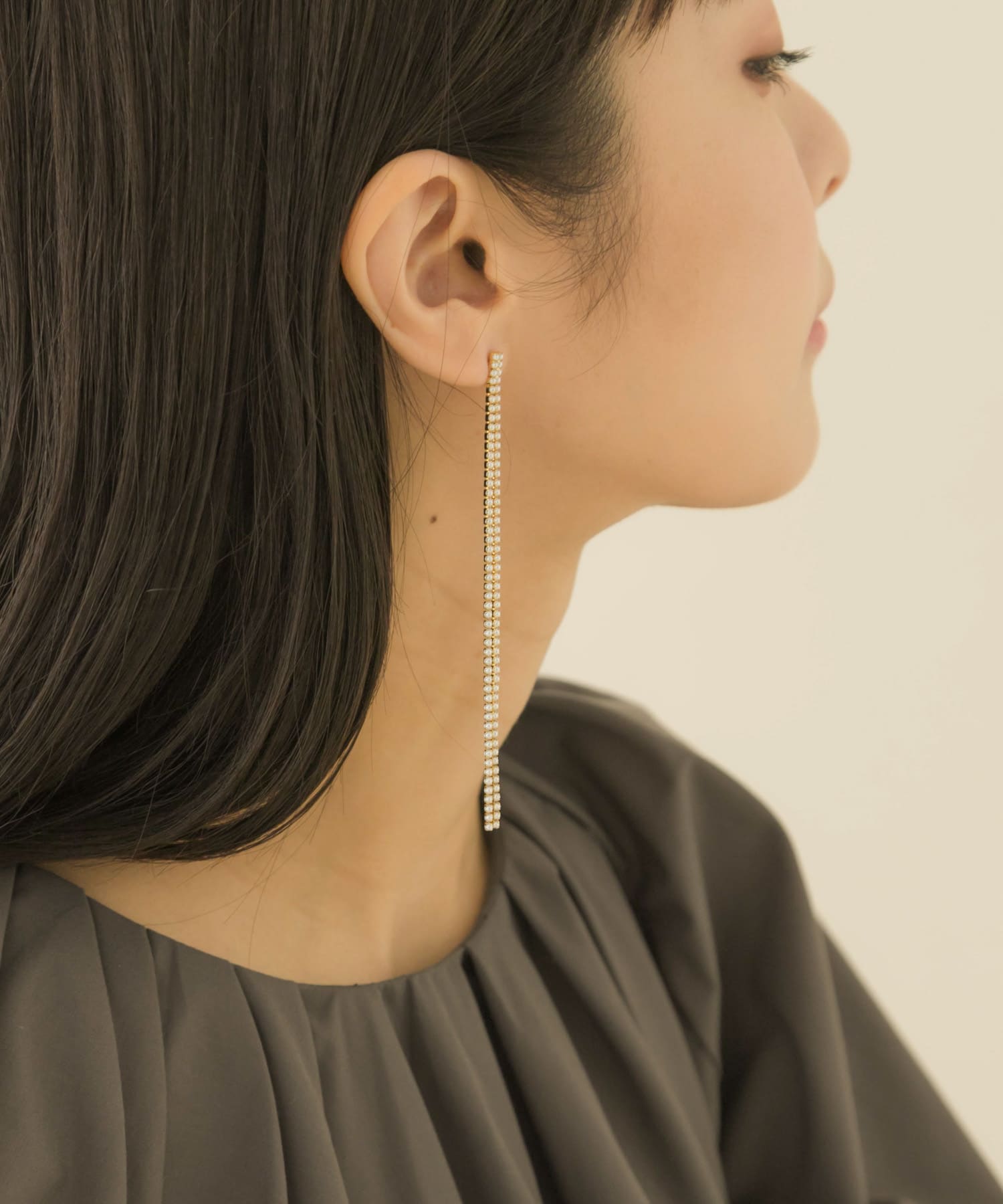 チェーンパールロングピアス GD/IV -
