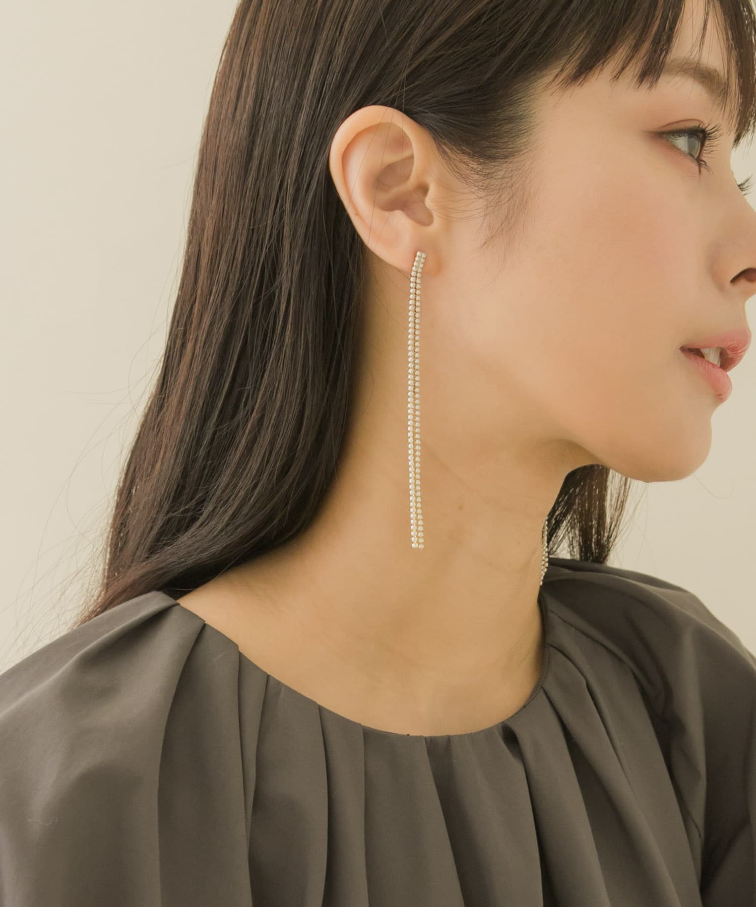 チェーンパールロングピアス GD/IV -