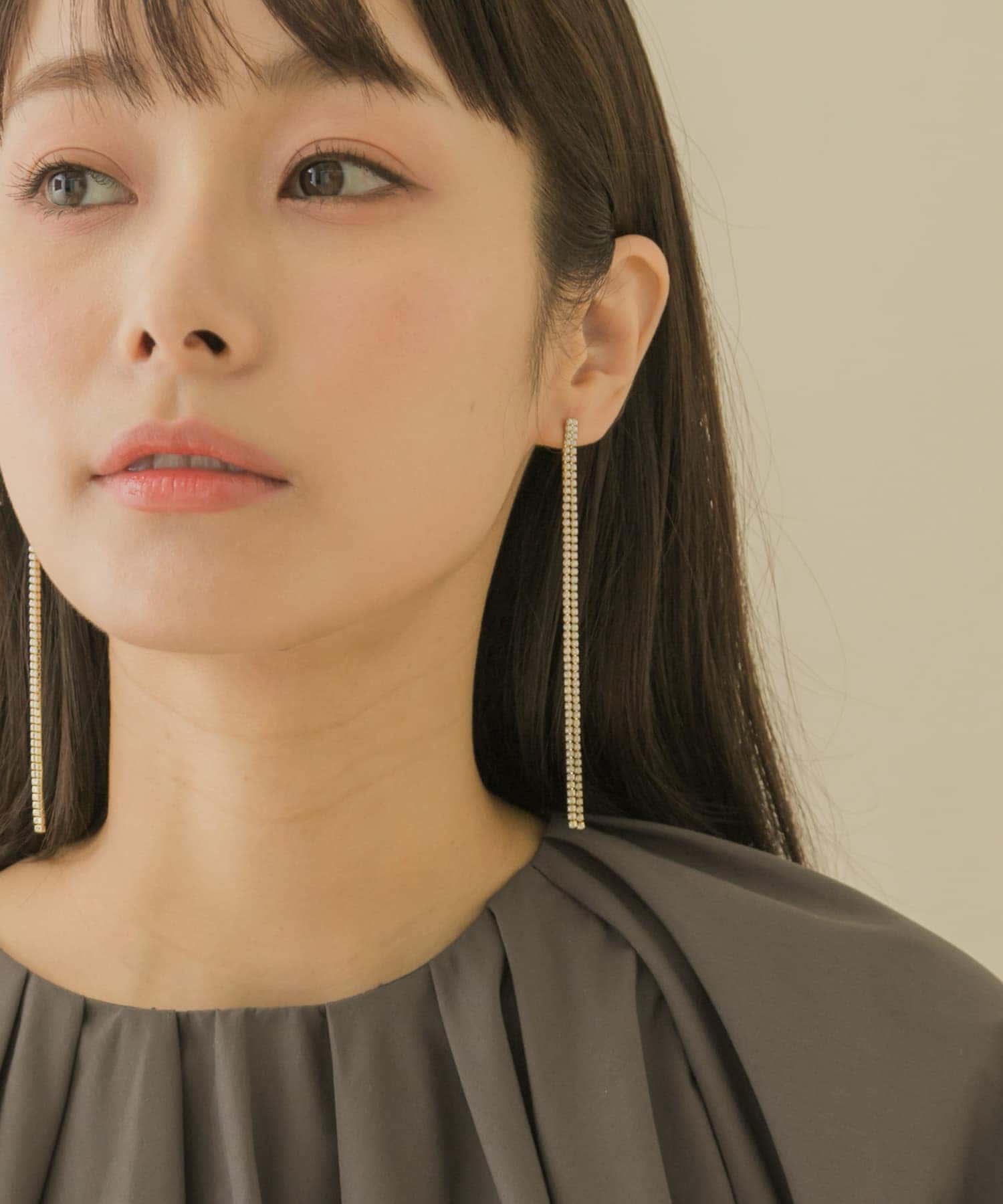 チェーンパールロングピアス GD/IV -