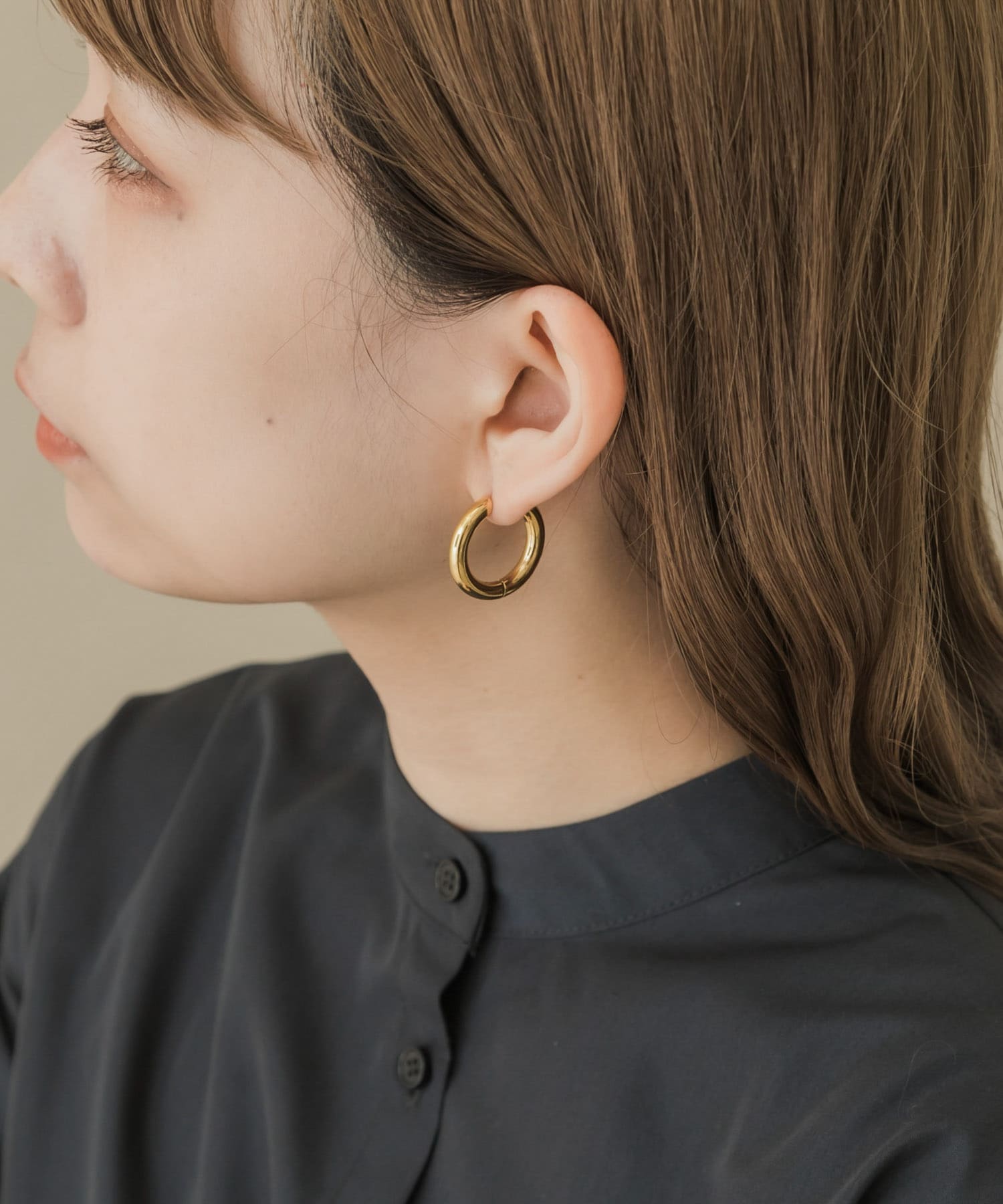 サージカルステンレスワイドフープピアス GLD -