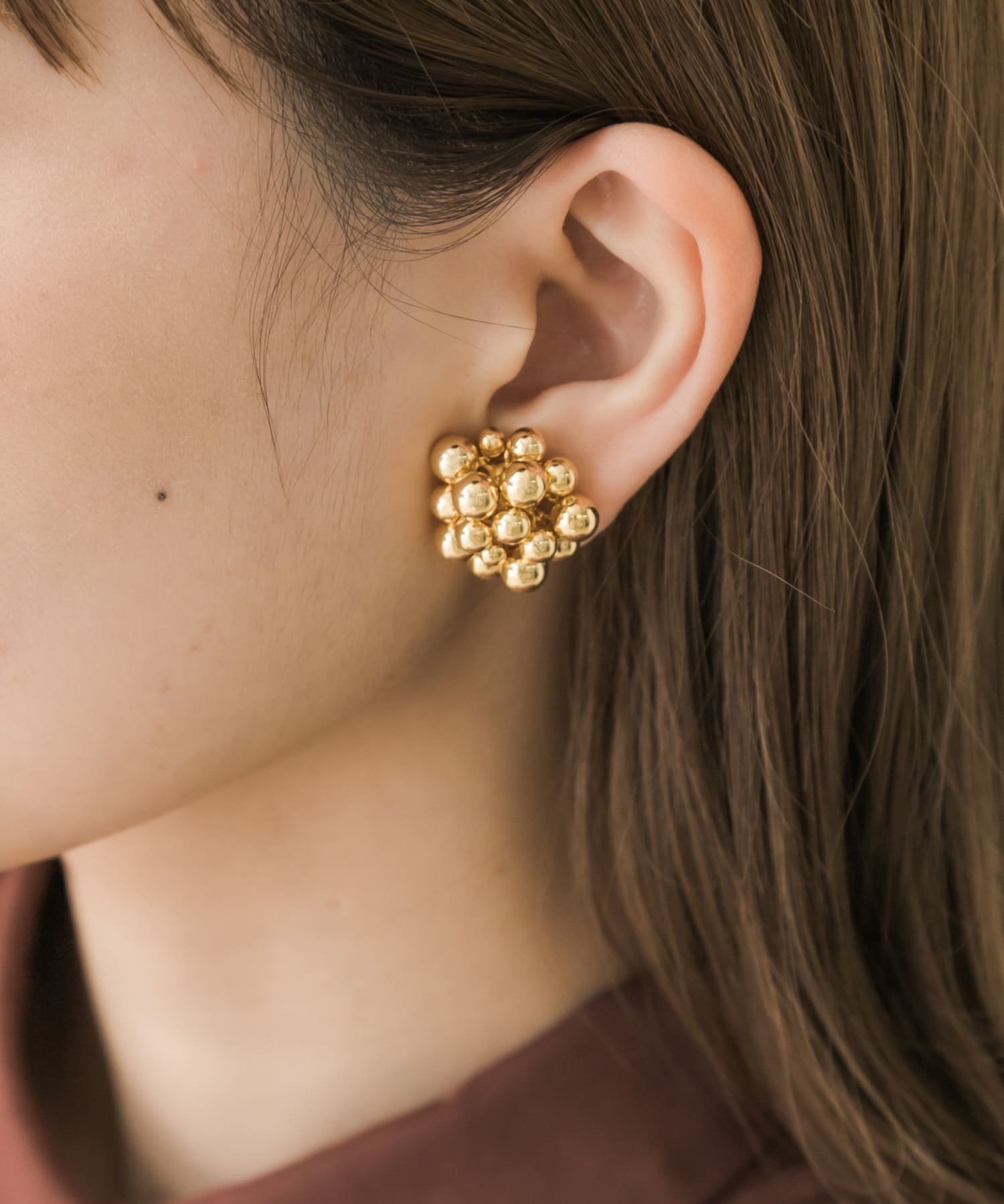 メタルボールボリュームイヤリング GLD -