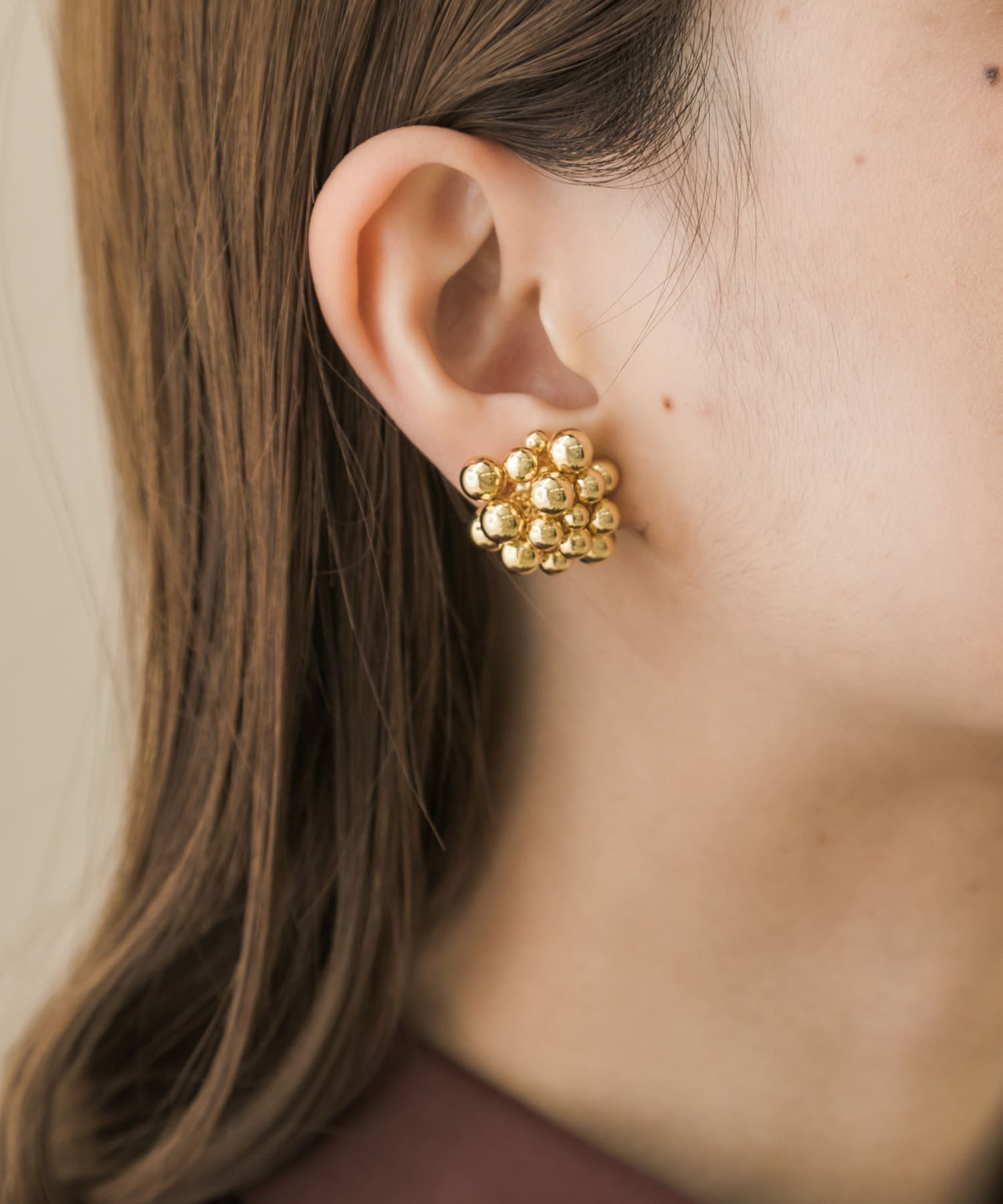 メタルボールボリュームイヤリング GLD -