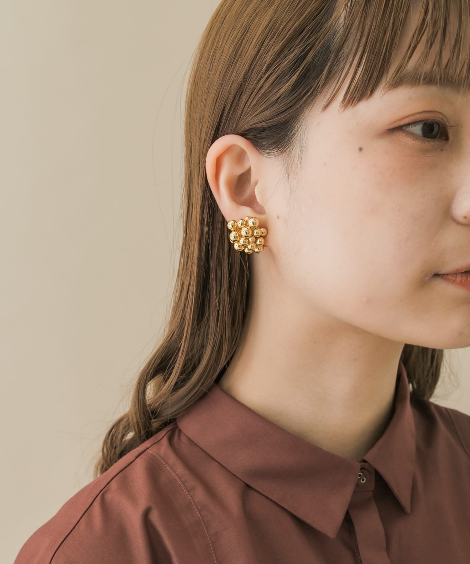 メタルボールボリュームイヤリング GLD -