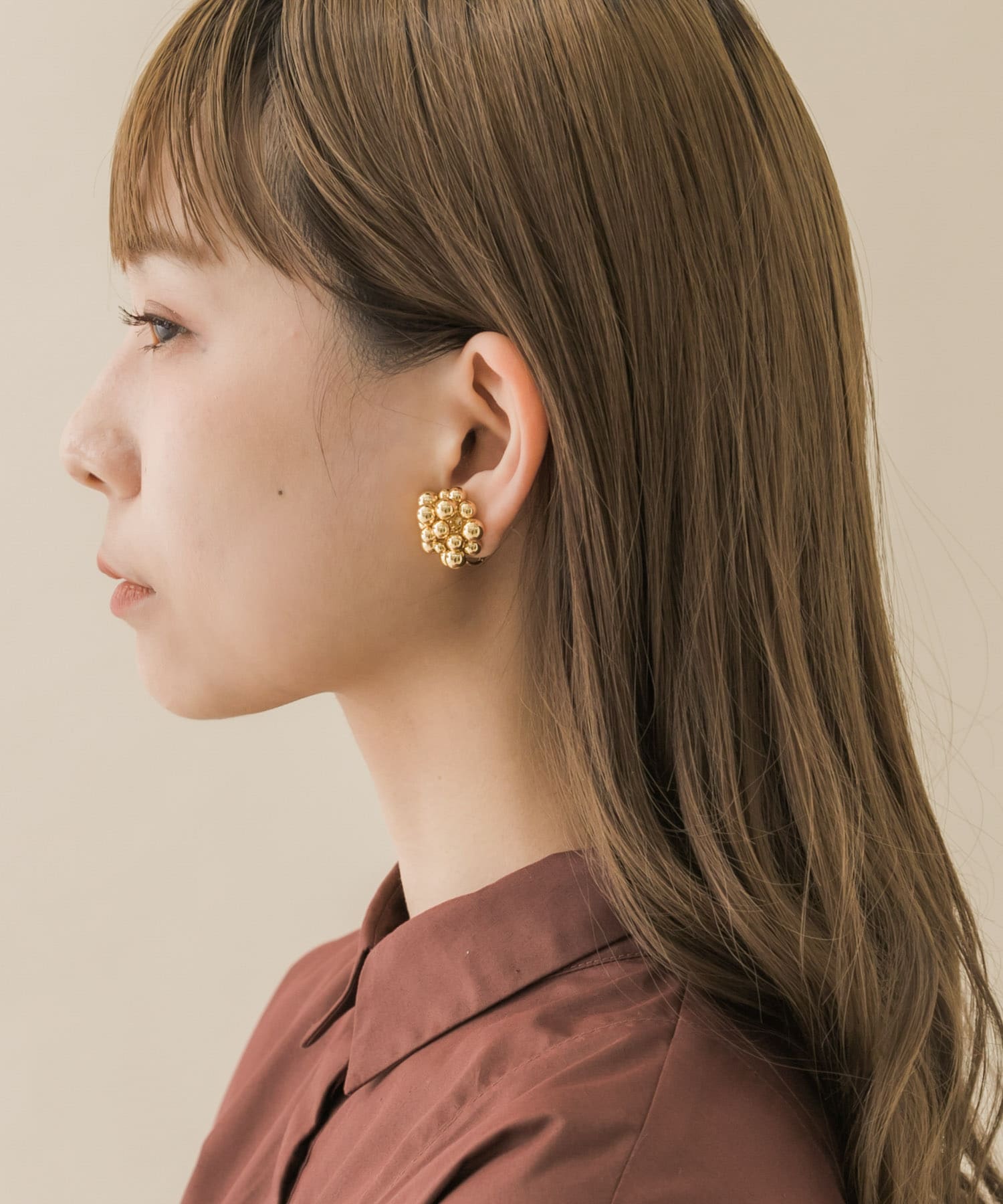 メタルボールボリュームイヤリング GLD -