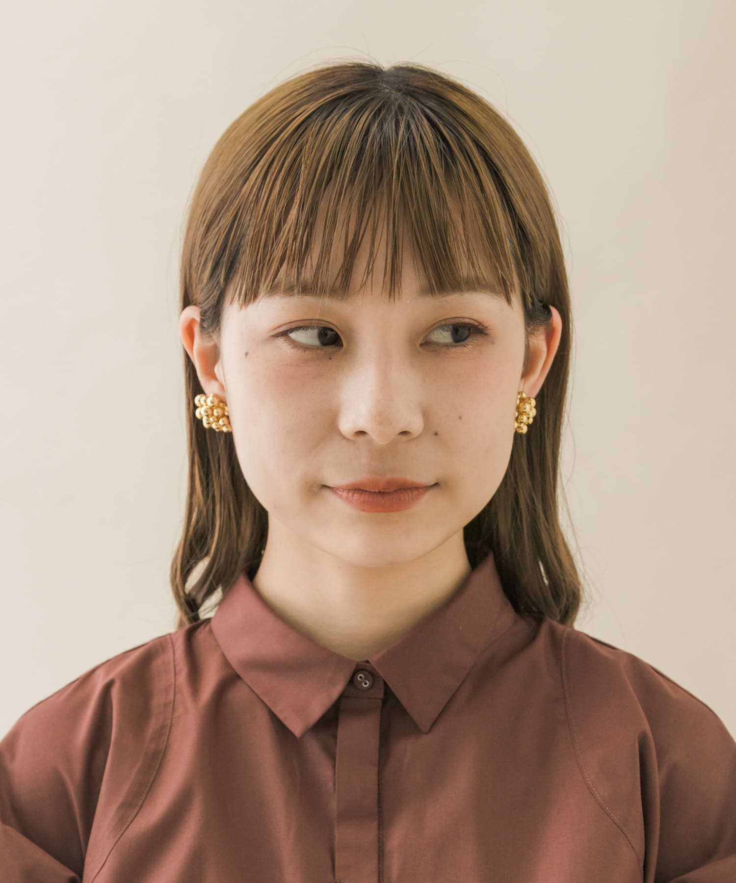 メタルボールボリュームイヤリング GLD -