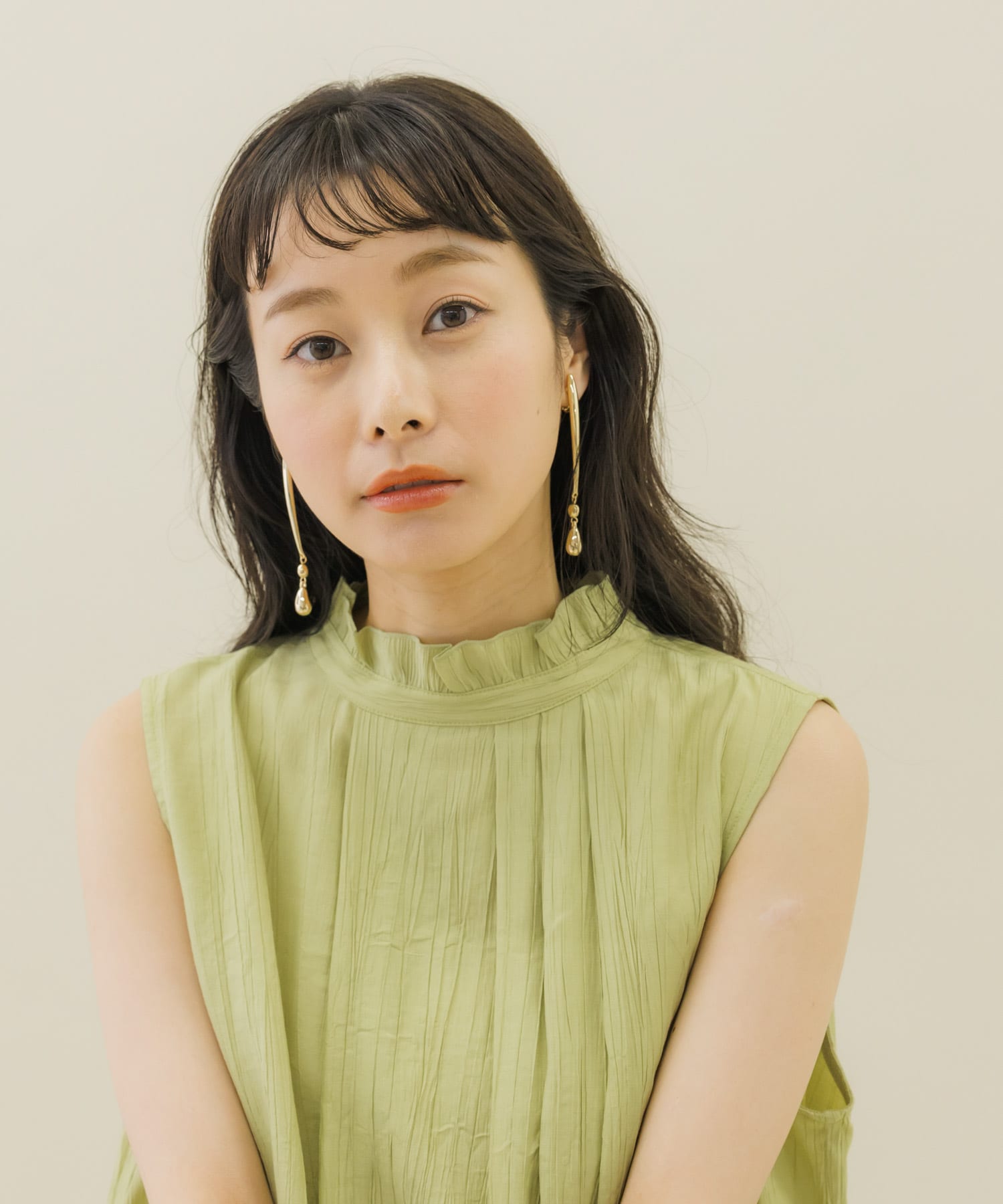 メタルロングバードロップイヤリング GLD -